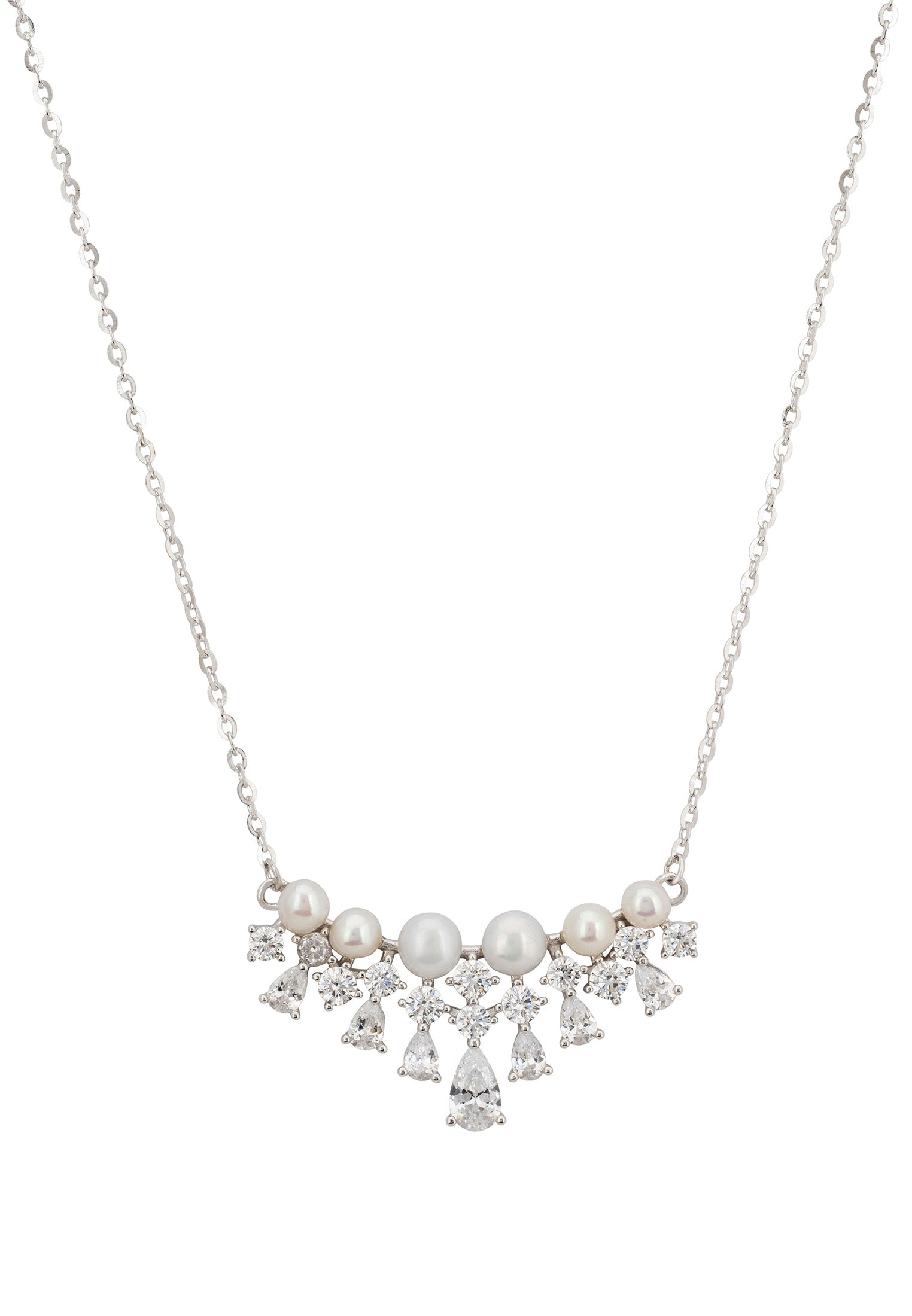 Lace and Pearls Necklace Silver