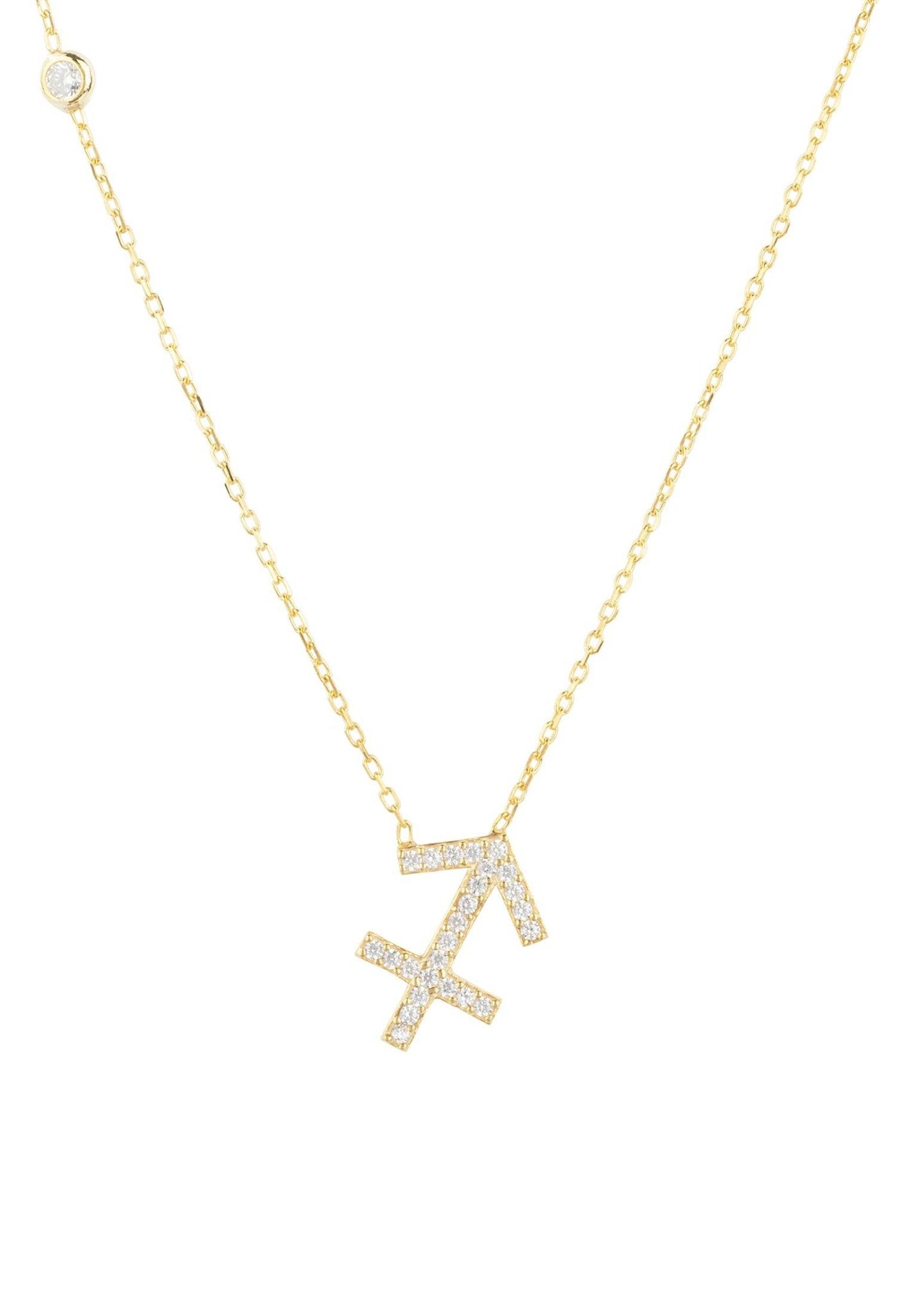 Zodiac Star Sign Pendant Necklace Gold Sagittarius