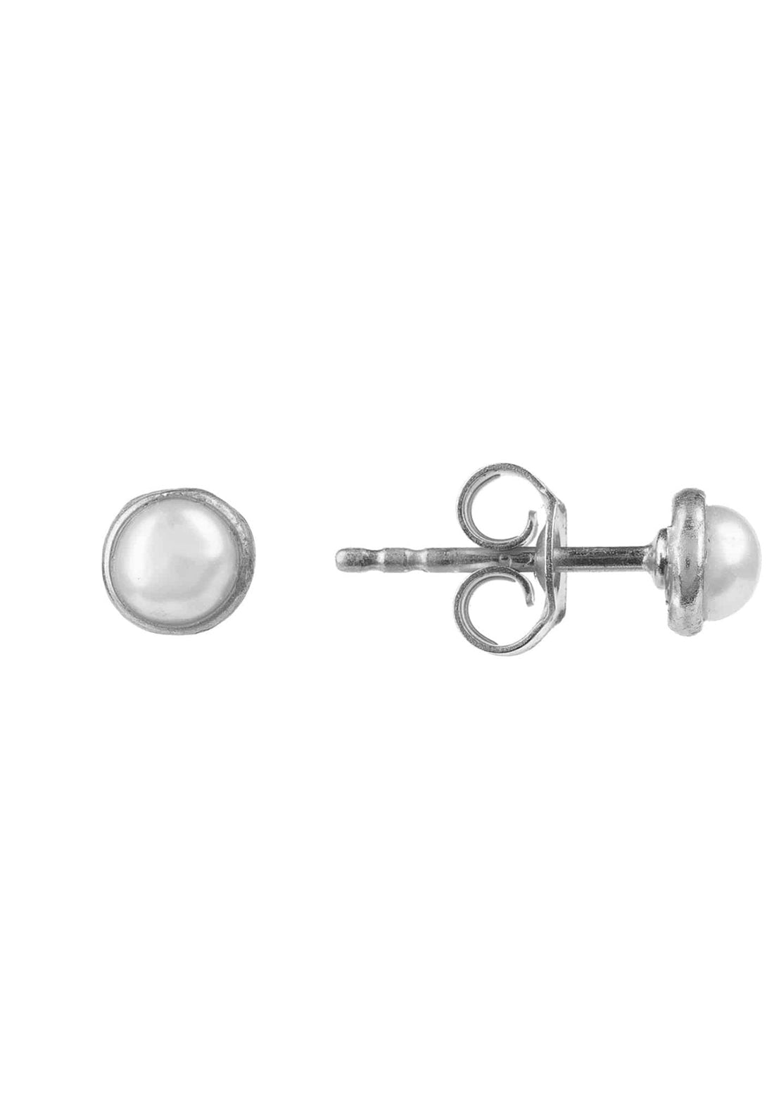 Petite Gemstone Earrings Sterling Silver White Pearl