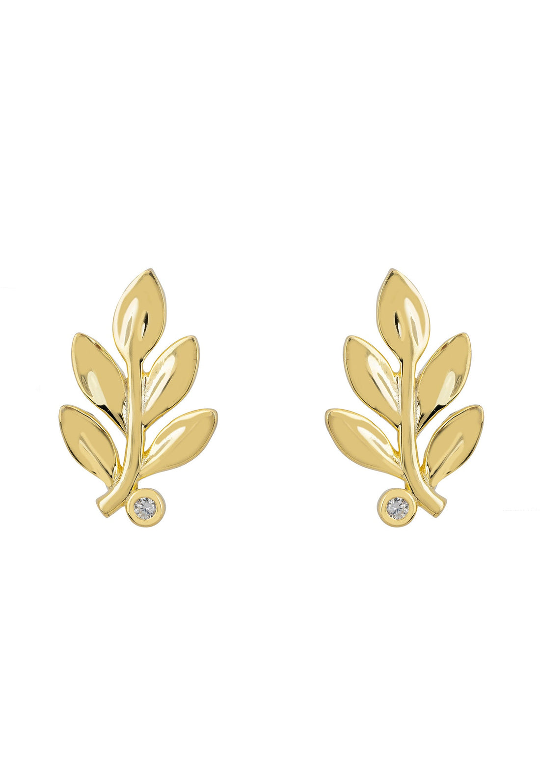 Laurel Leaf Stud Earrings Gold