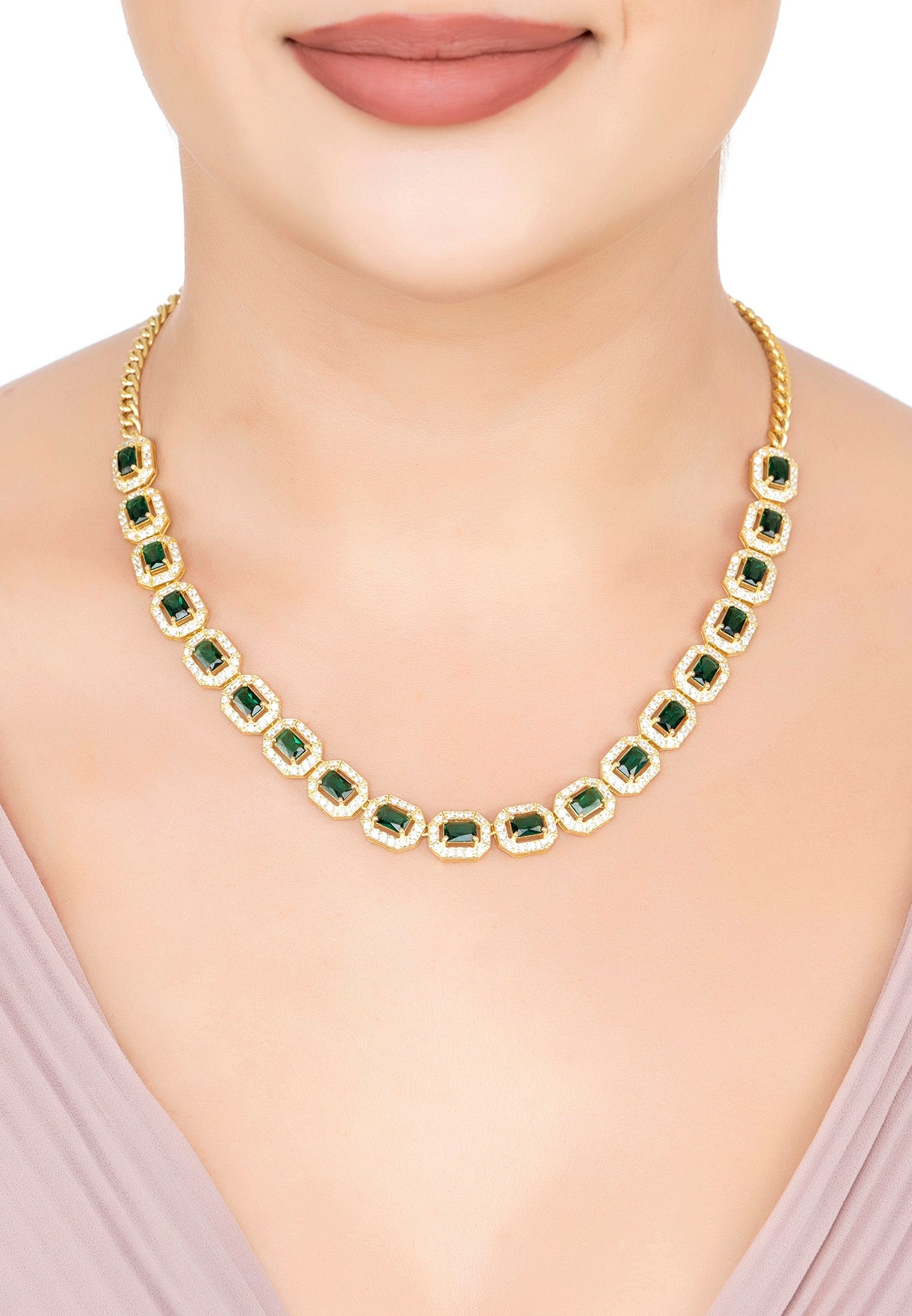 Whistledown Emerald Gemstone Necklace Gold