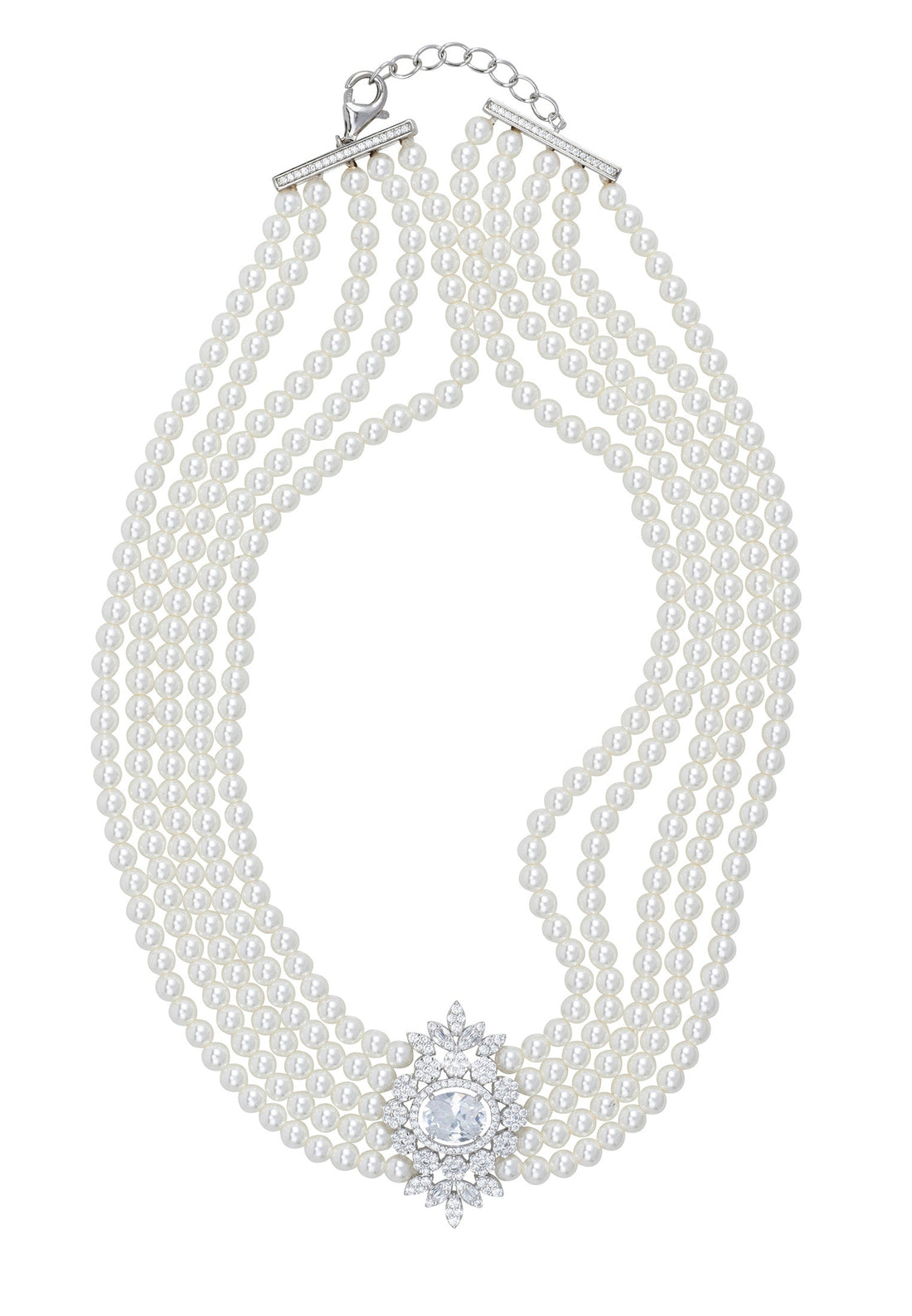 Spencer Pearl Strand Choker Necklace Silver