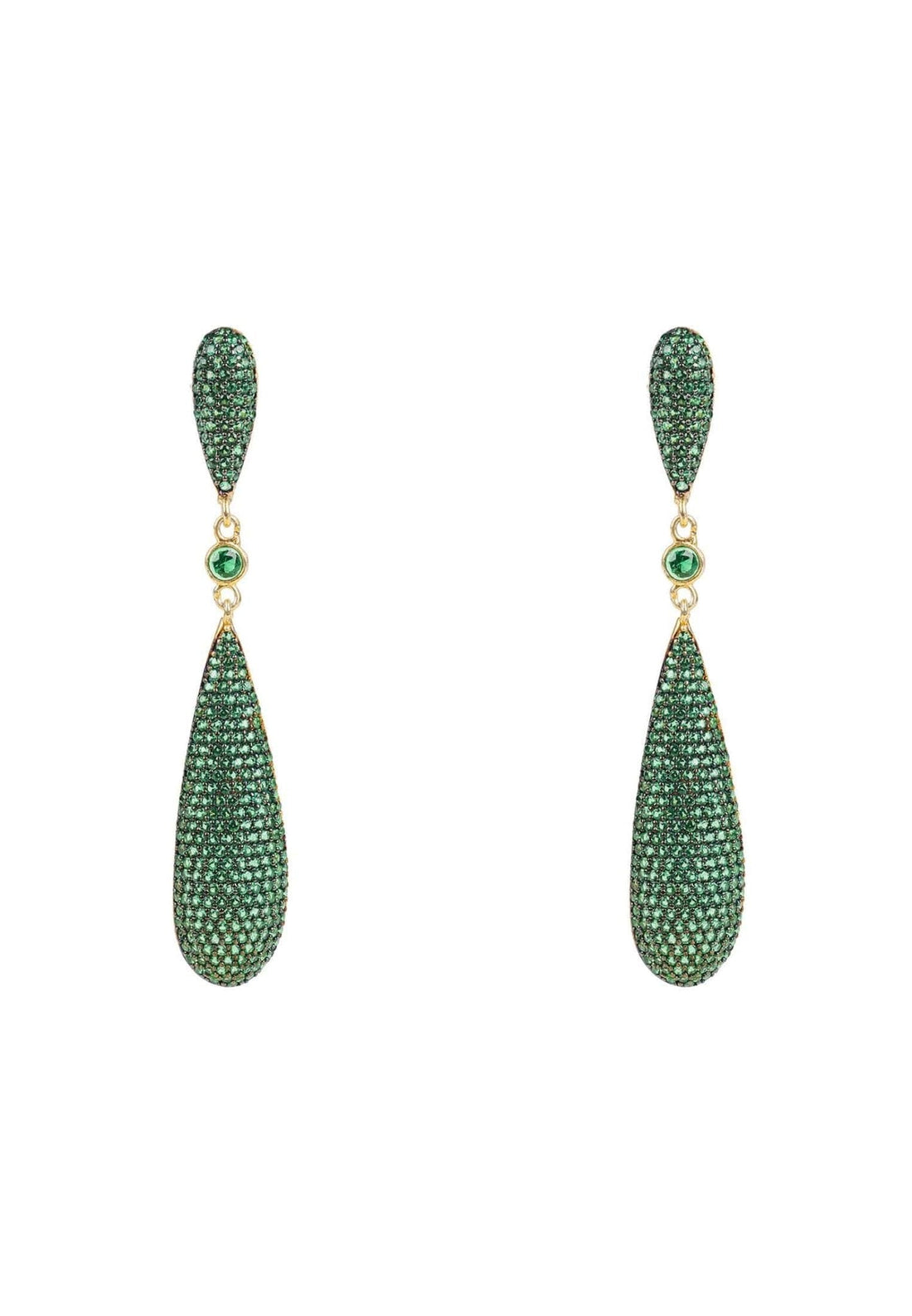 Latelita Long Drop Earrings Emerald Green Cz