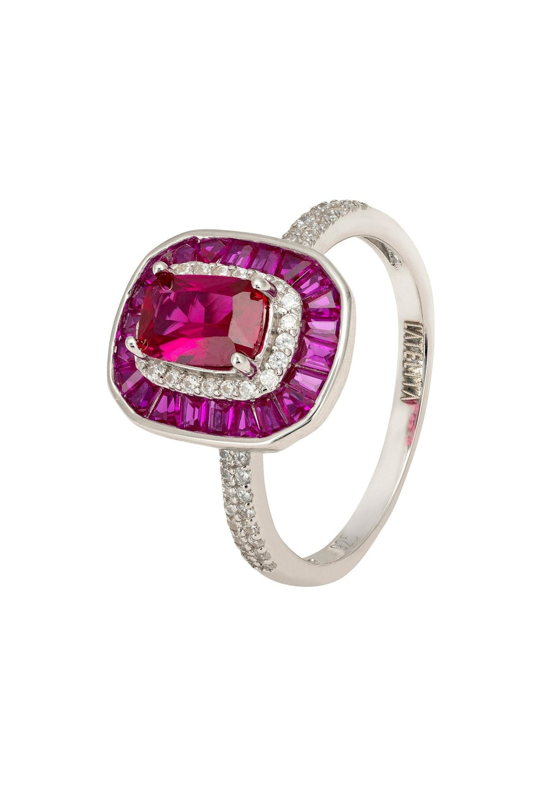 Great Gatsby Cocktail Ring Ruby Silver