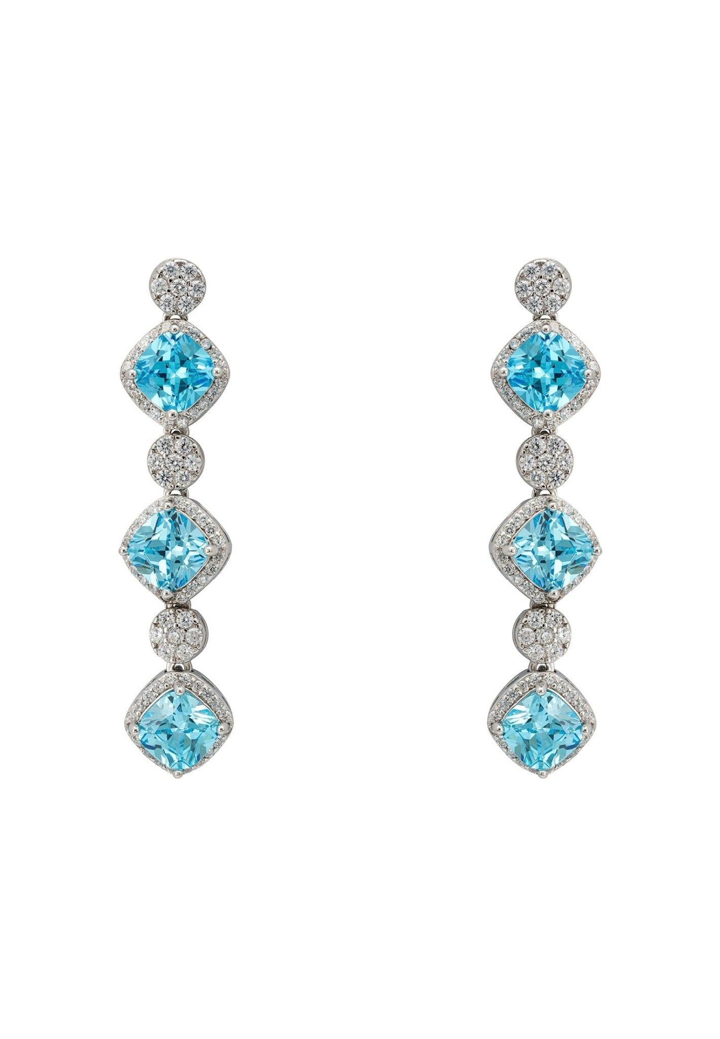 Elena Drop Earrings Blue Topaz Silver