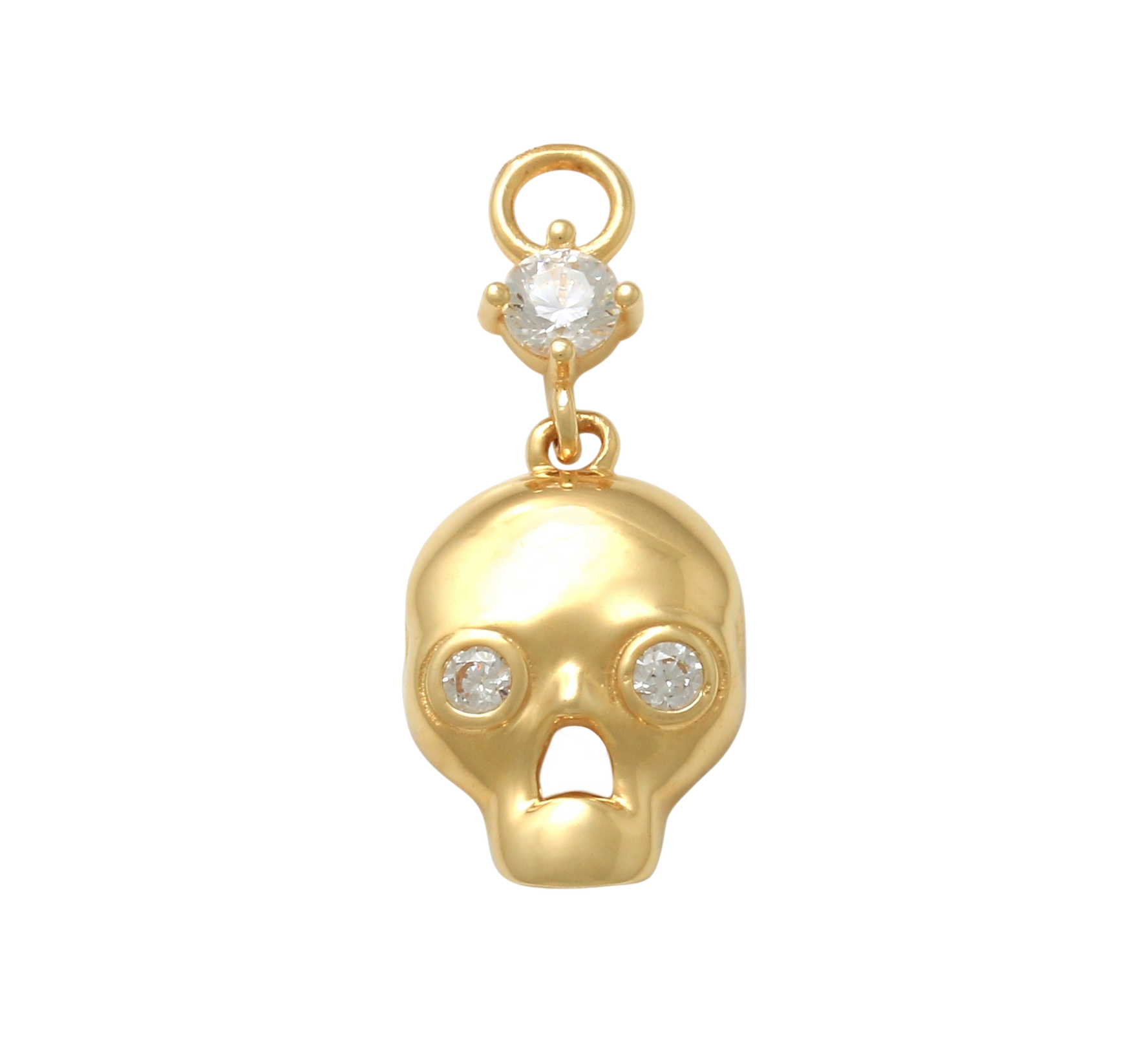 14K Solid Yellow Gold Handmade Belly Ring Hoop With a 10K Solid Yellow Gold Dangling Skull Charm