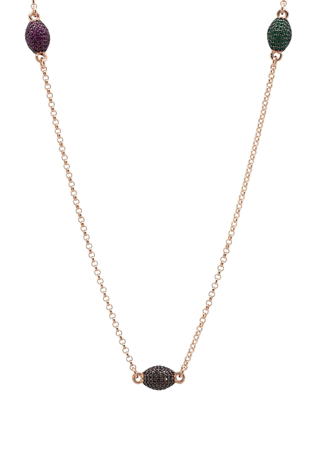 Rococo Rainbow Long Necklace Rosegold