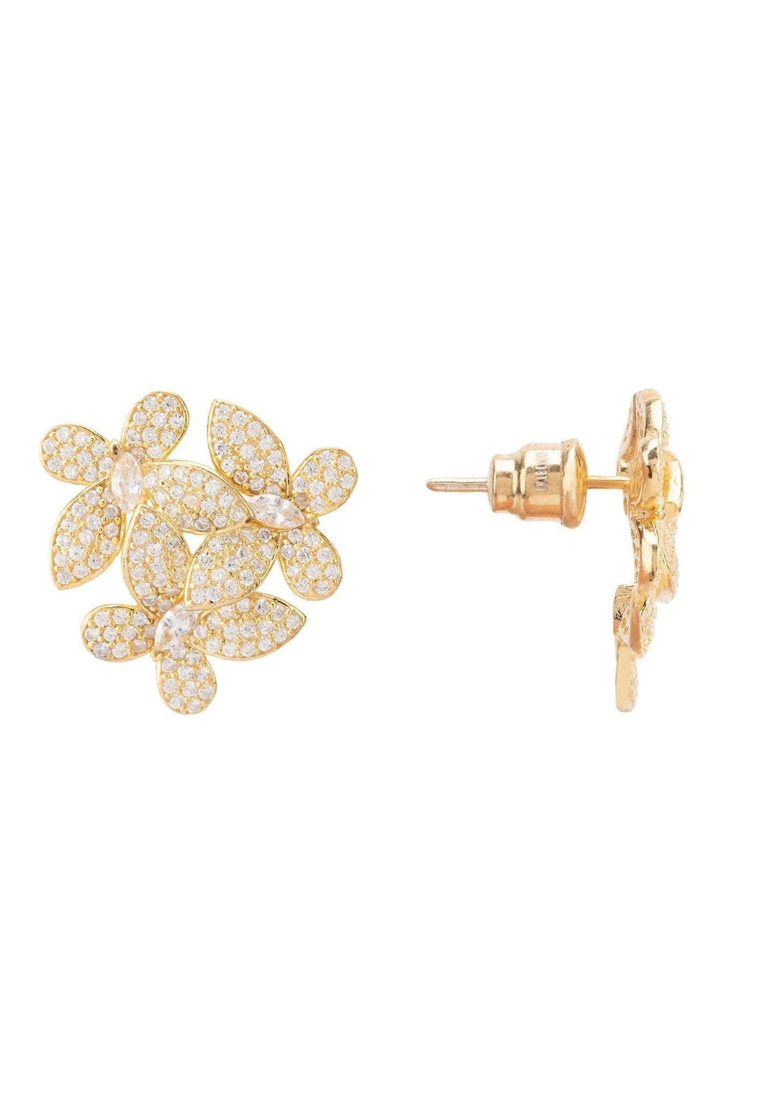 Flowers Large Stud Earrings Gold