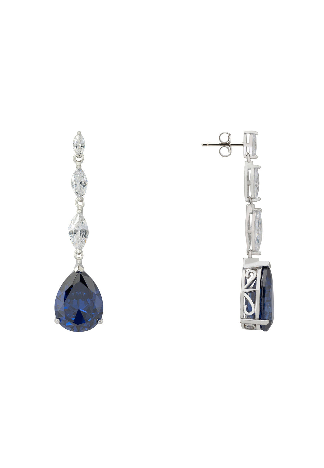 Zara Teardrop Tanzanite Gemstone Earrings Silver