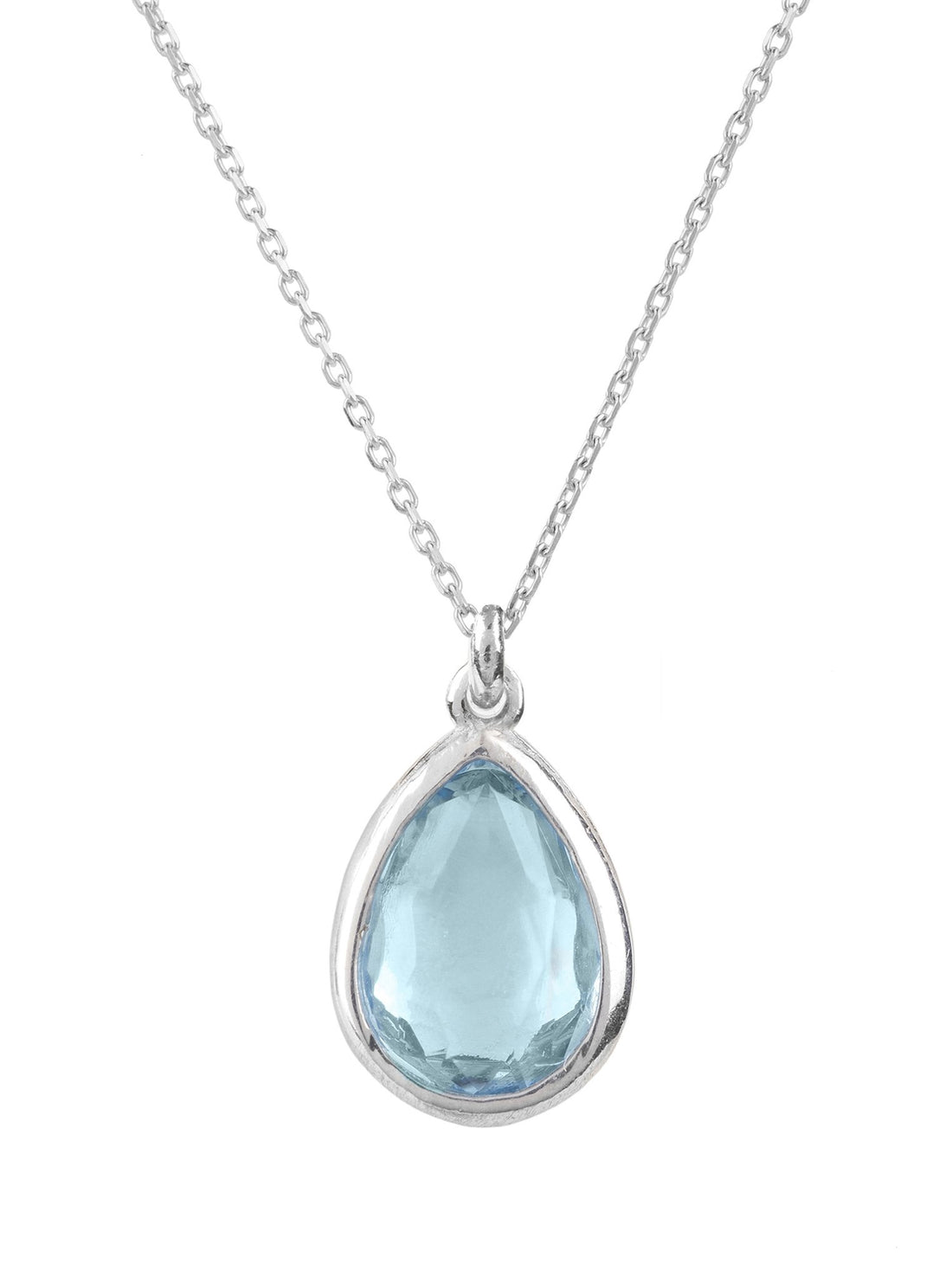 Pisa Mini Teardrop Necklace Silver Blue Topaz