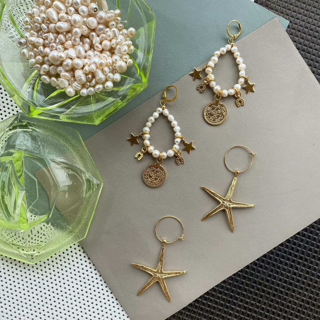 Gold Starfish Hoop Earrings