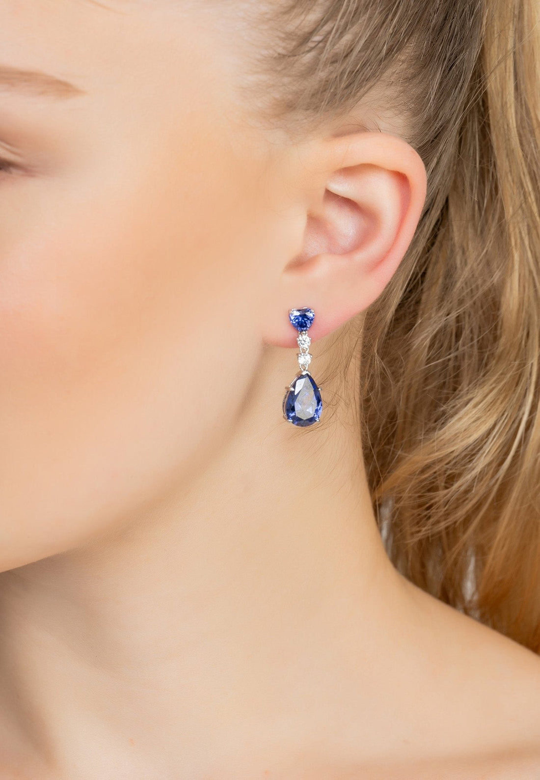 Augusta Tanzanite Teardrop Earrings Silver