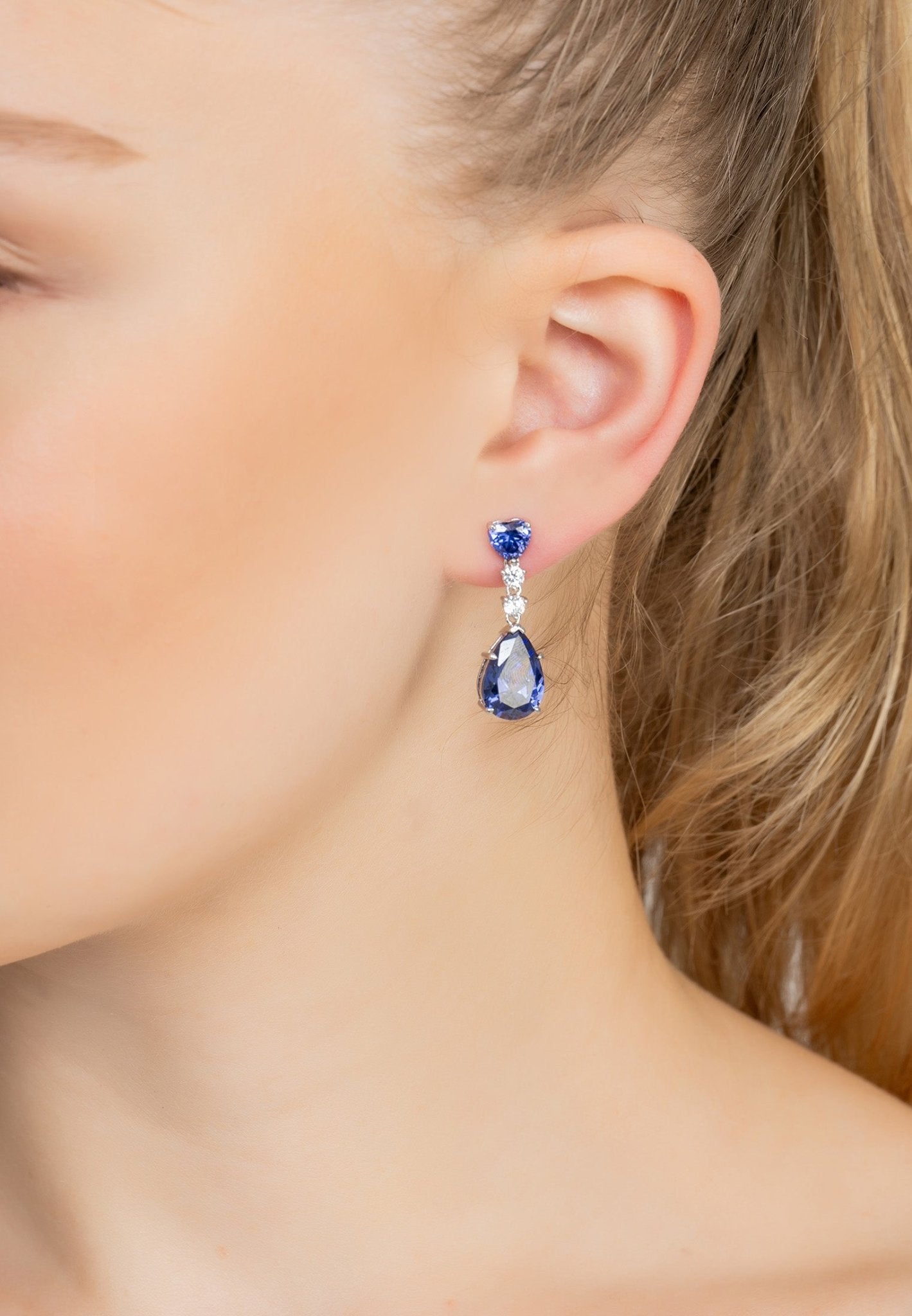 Augusta Tanzanite Teardrop Earrings Silver