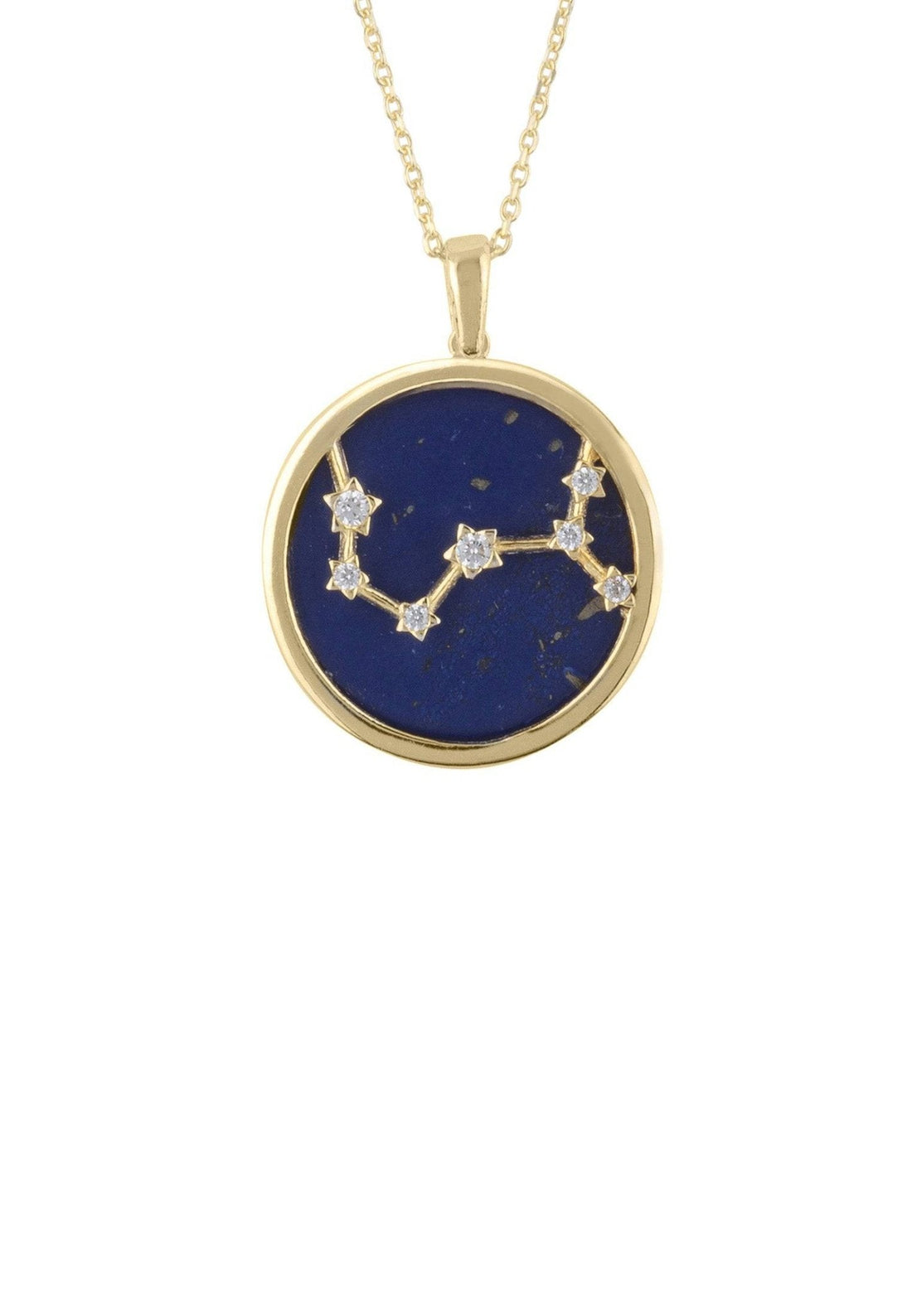 Zodiac Lapis Lazuli Gemstone Star Constellation Pendant Necklace Gold Scorpio