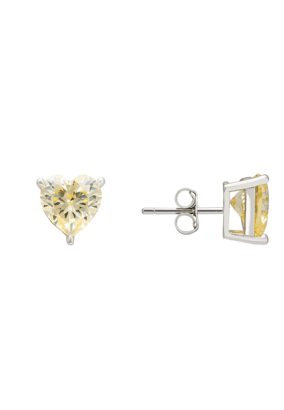 Amore Heart Stud Earrings Lemon Topaz Silver