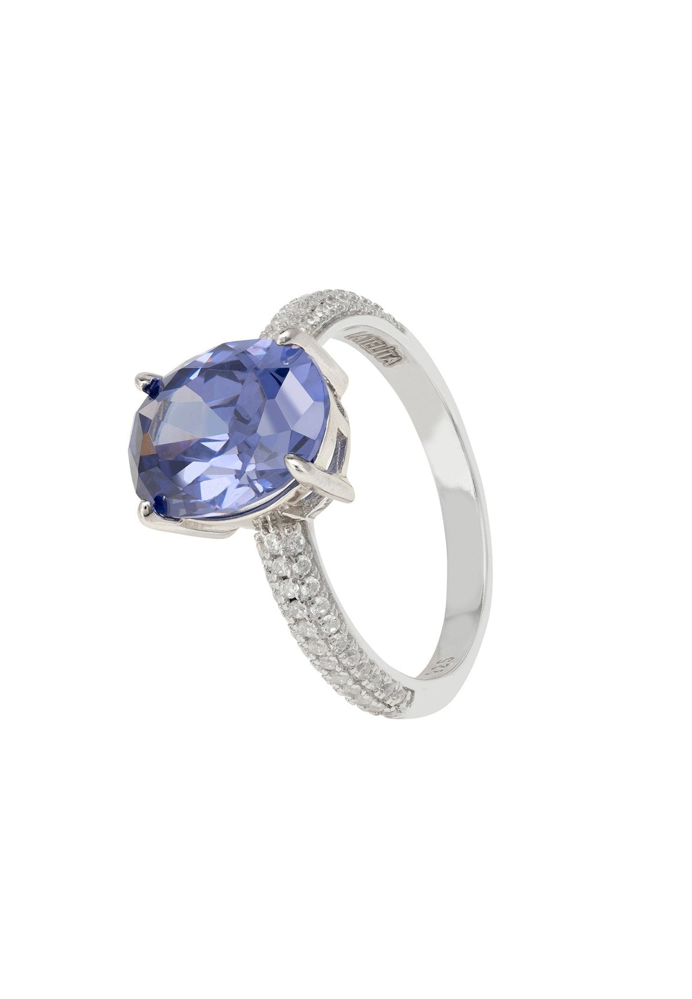 Alexandra Oval Cocktail Ring Tanzanite Silver