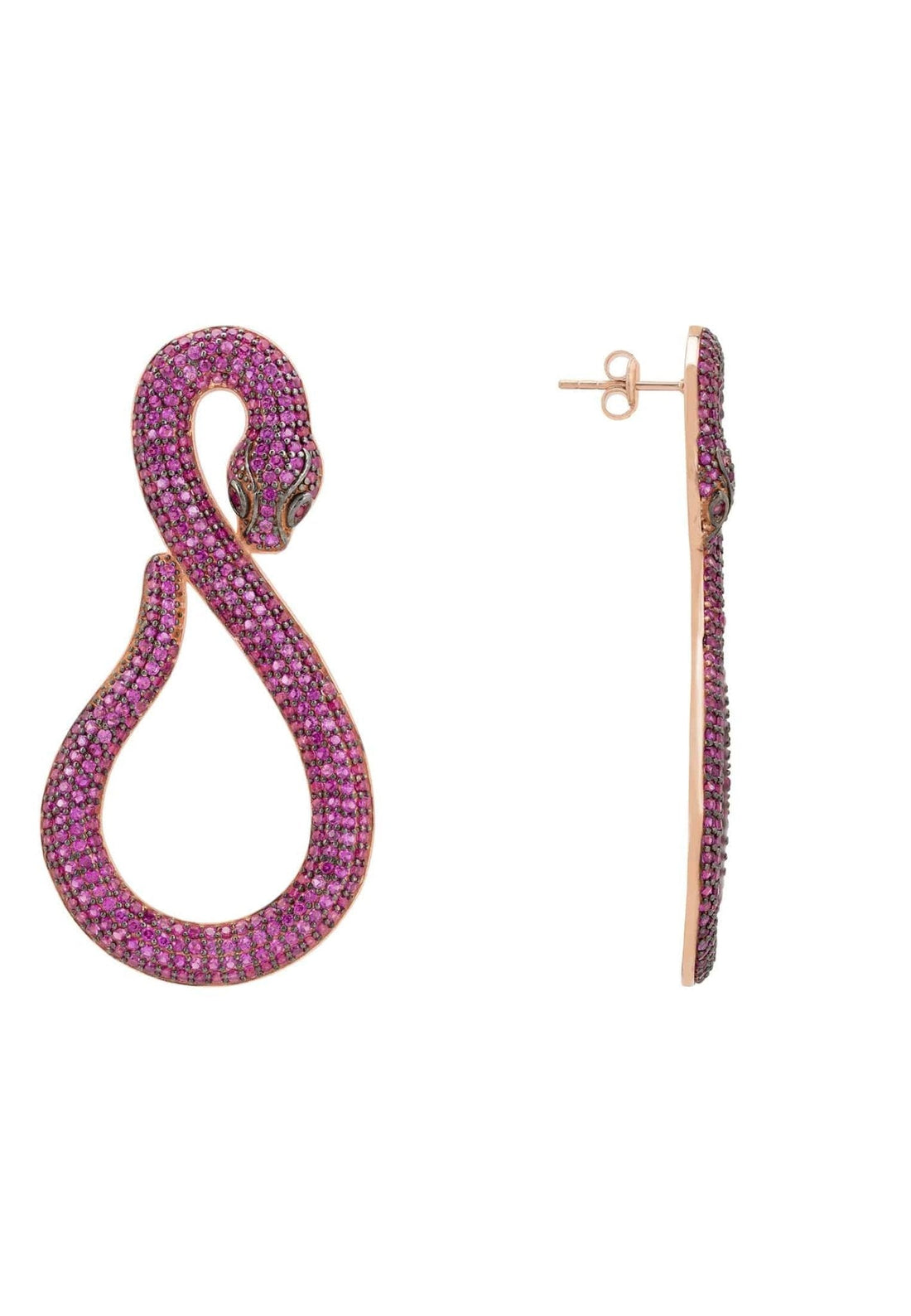 Asp Snake Drop Earrings Rosegold Ruby