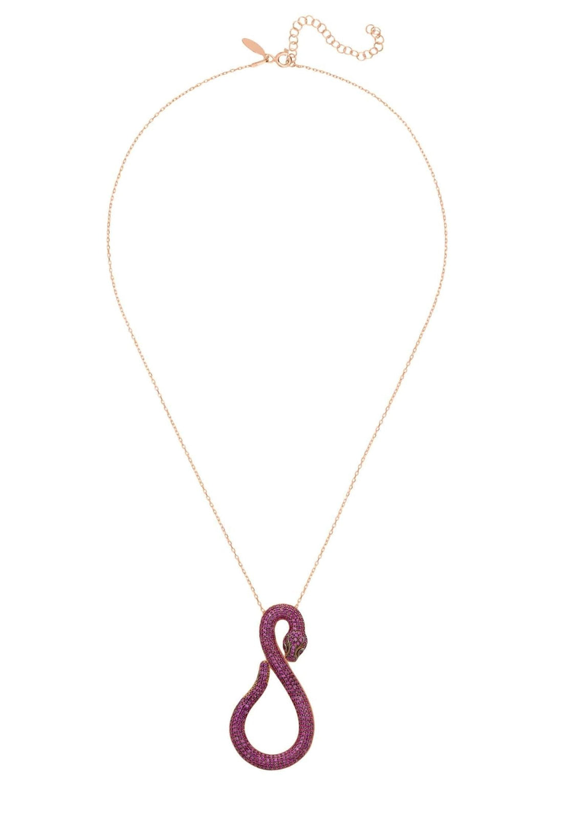 Asp Snake Pendant Necklace Rosegold Ruby