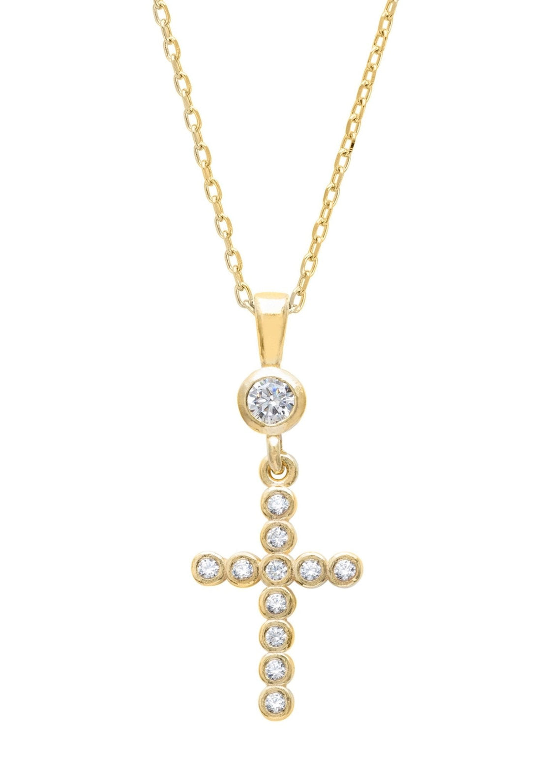 Sparkling Cross Pendant Necklace Gold