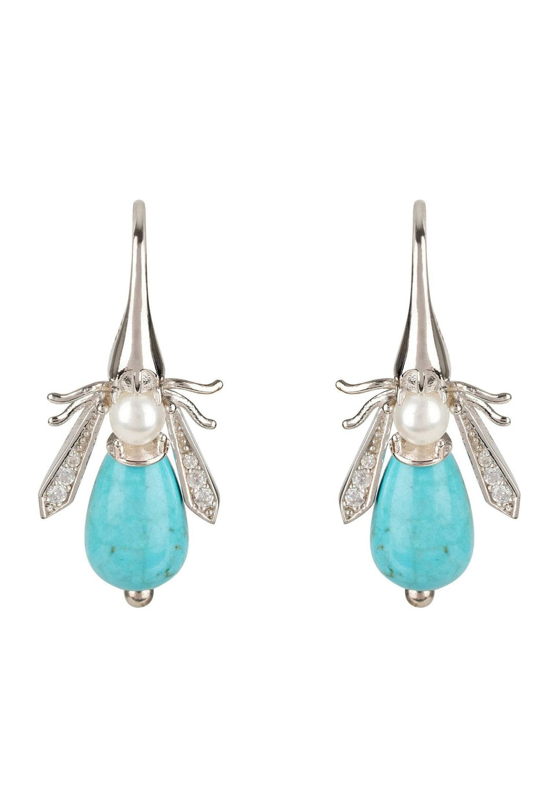 Turquoise Honey Bee Earrings Silver