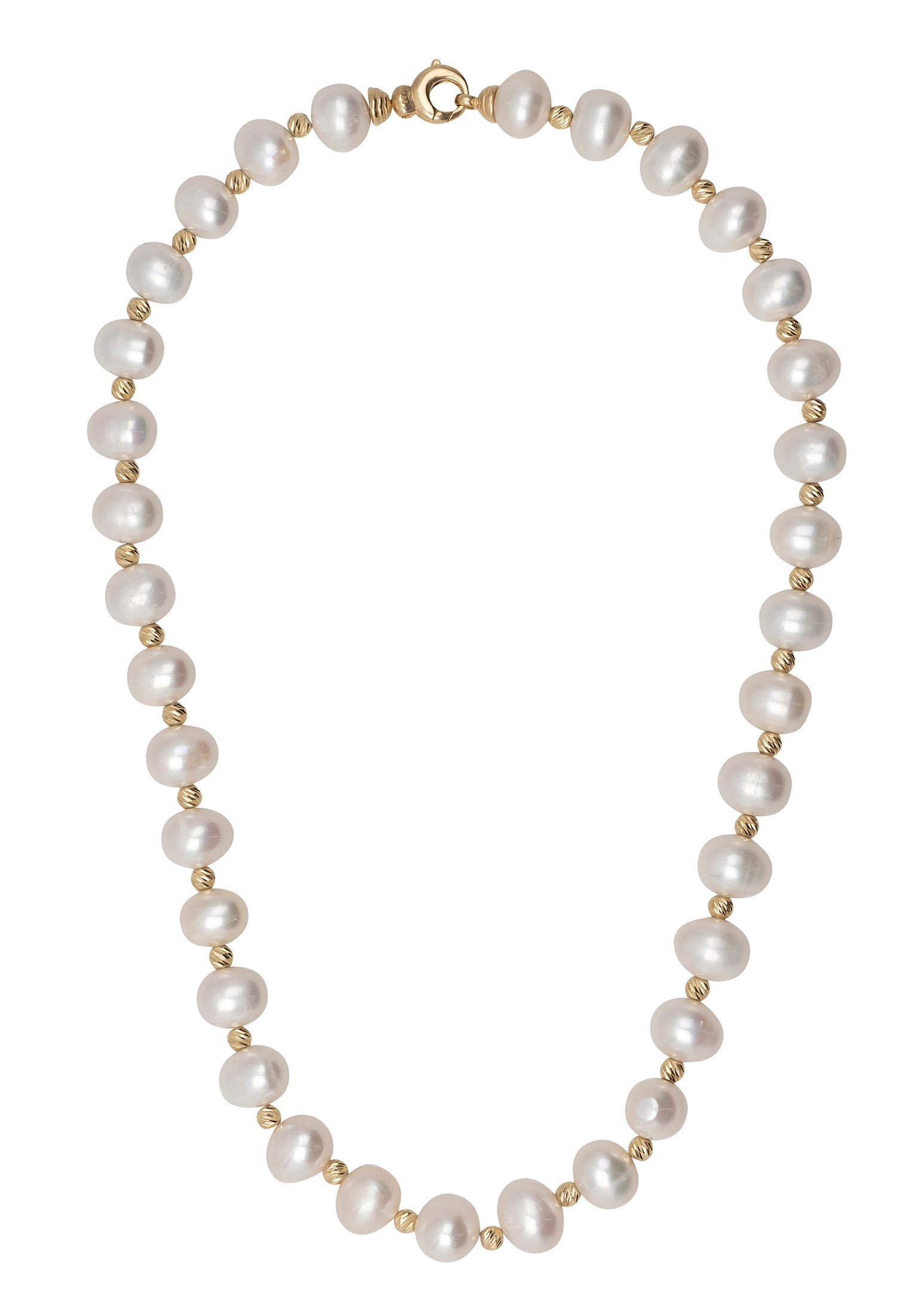 Solid 14K Gold Classic Natural Pearl Necklace