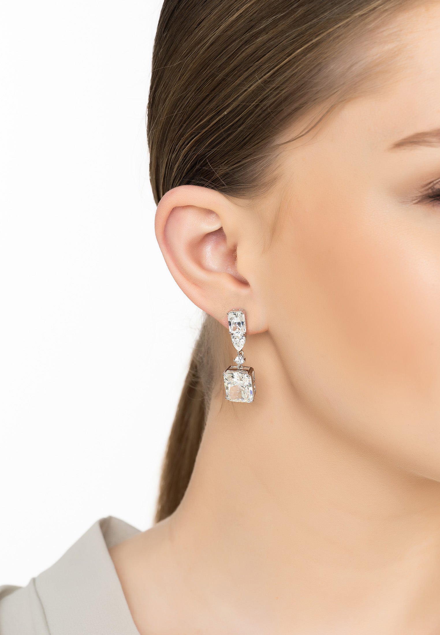 Evelyn Moissanite Drop Earrings Silver