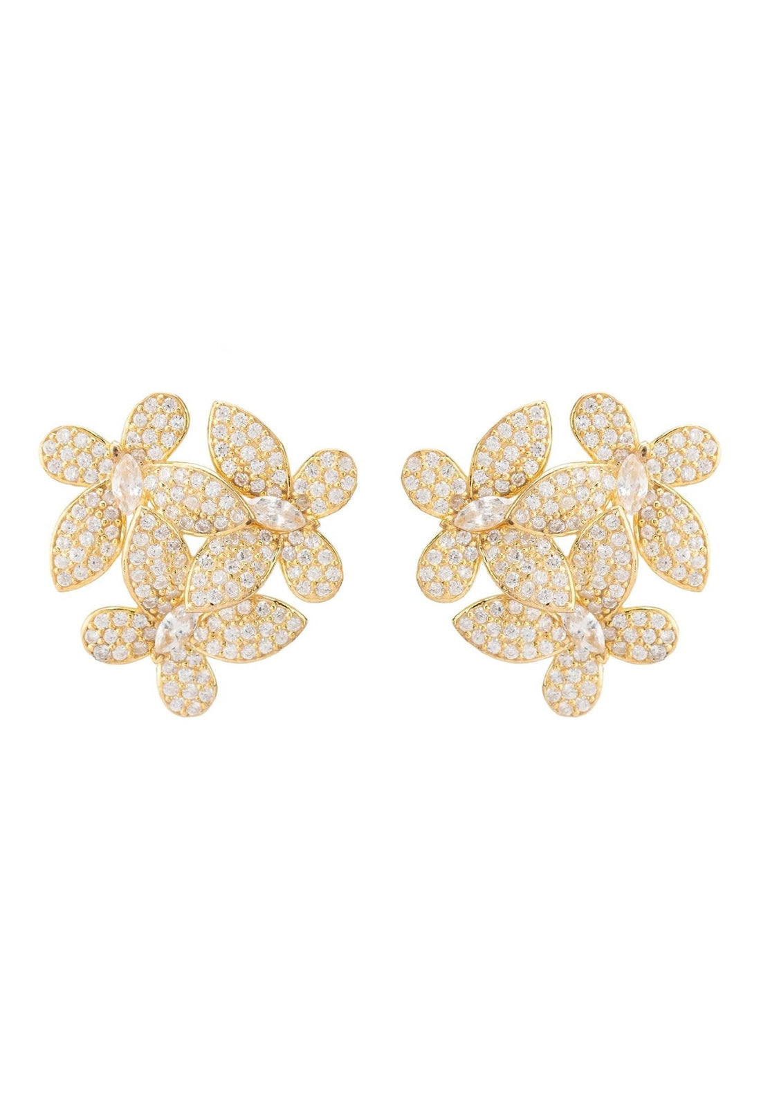 Flowers Large Stud Earrings Gold