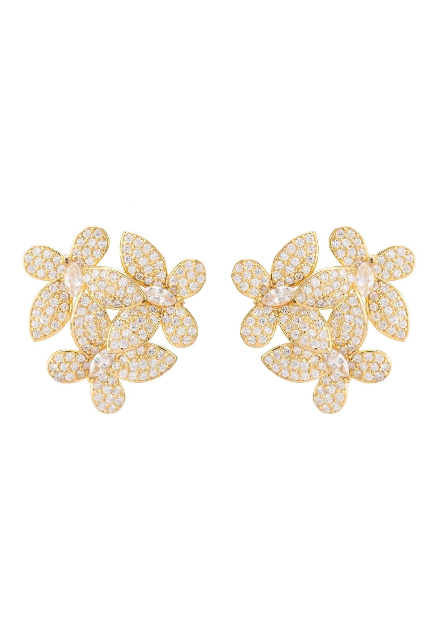 Flowers Large Stud Earrings Gold