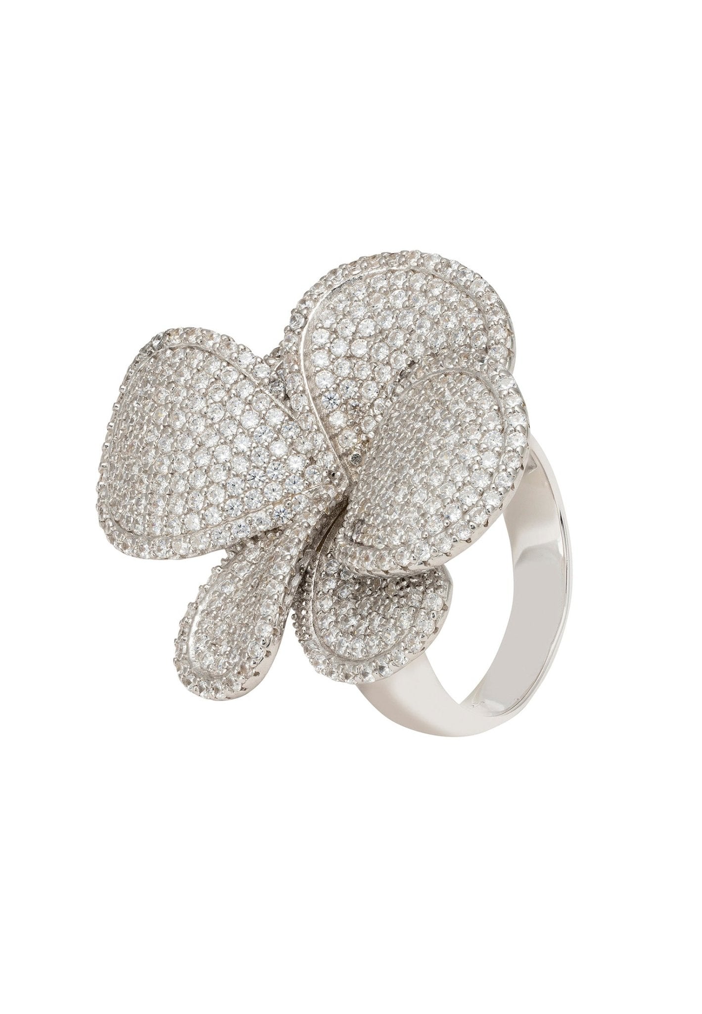 Petal Cascading Cocktail Ring Silver