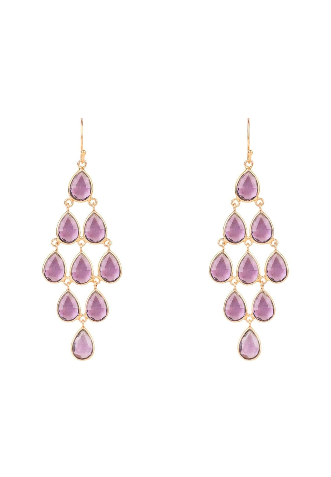 Erviola Gemstone Cascade Earrings Rose Gold Amethyst Hydro