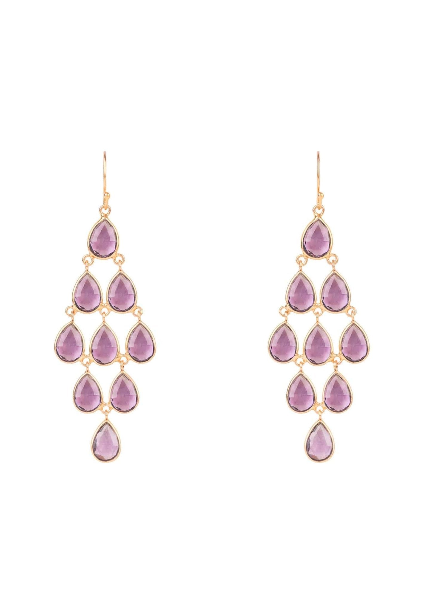 Erviola Gemstone Cascade Earrings Rose Gold Amethyst Hydro