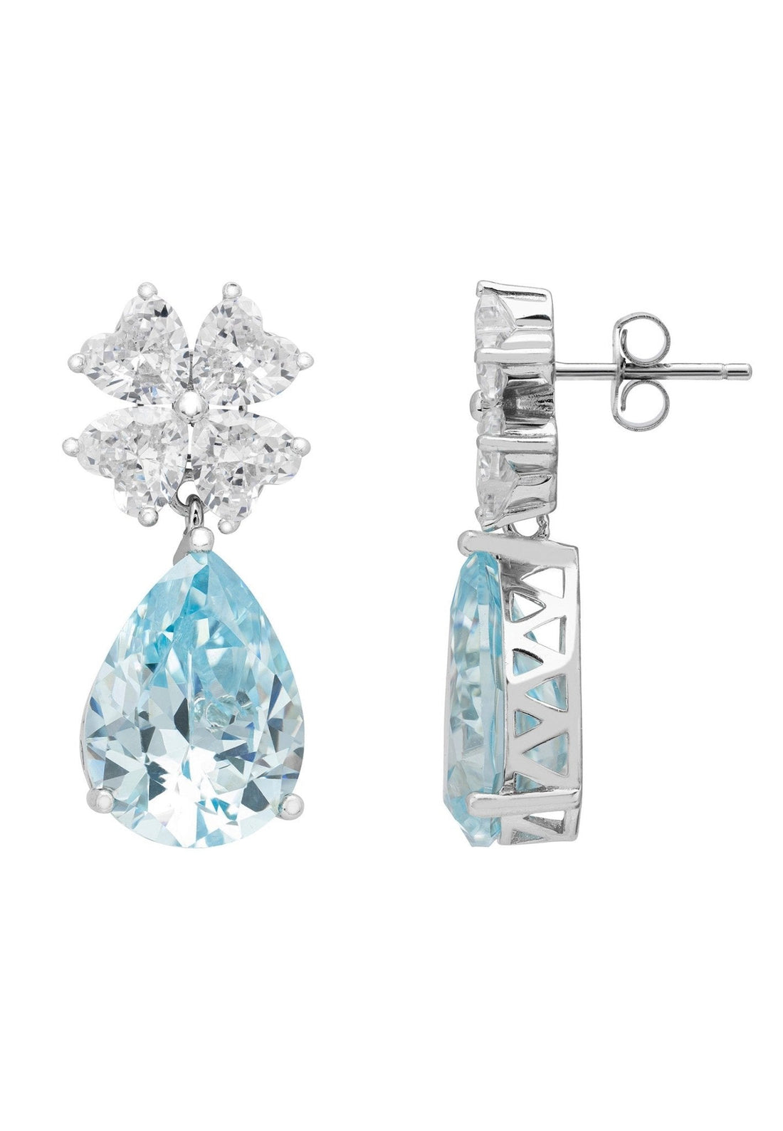 Victoria Teardrop Earrings Silver Blue Topaz