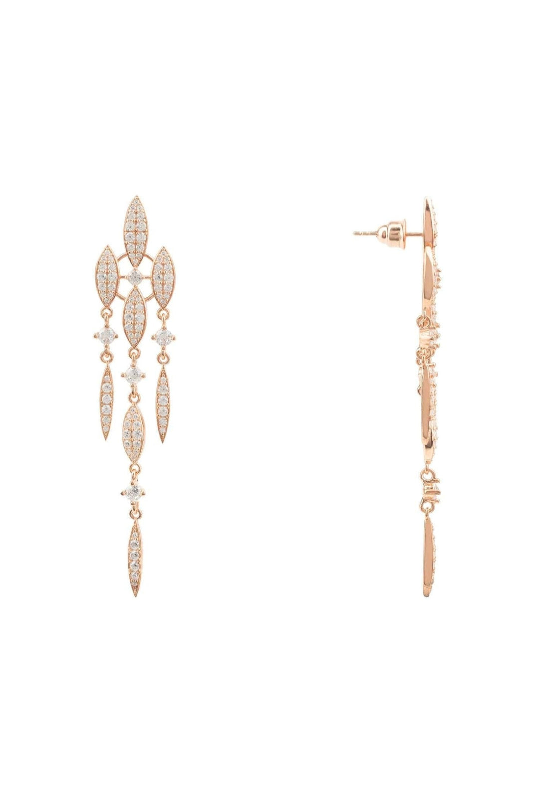 Valencia Statement Drop Earring White Cz Rose Gold