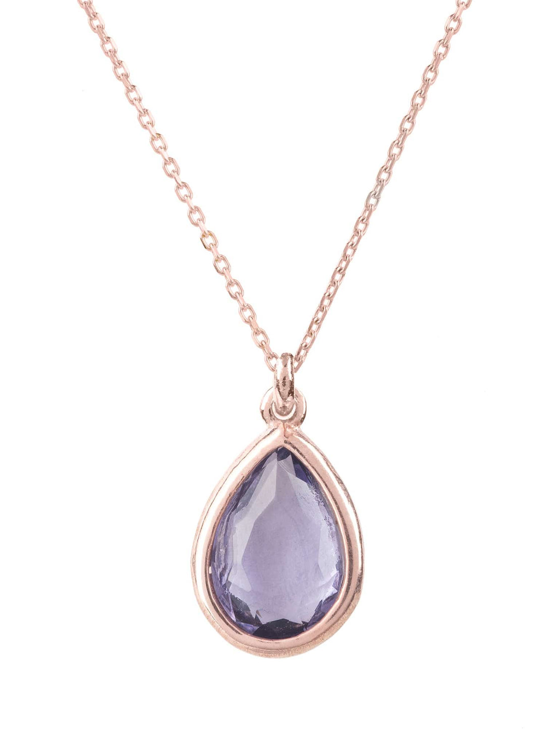 Pisa Mini Teardrop Necklace Rosegold Amethyst