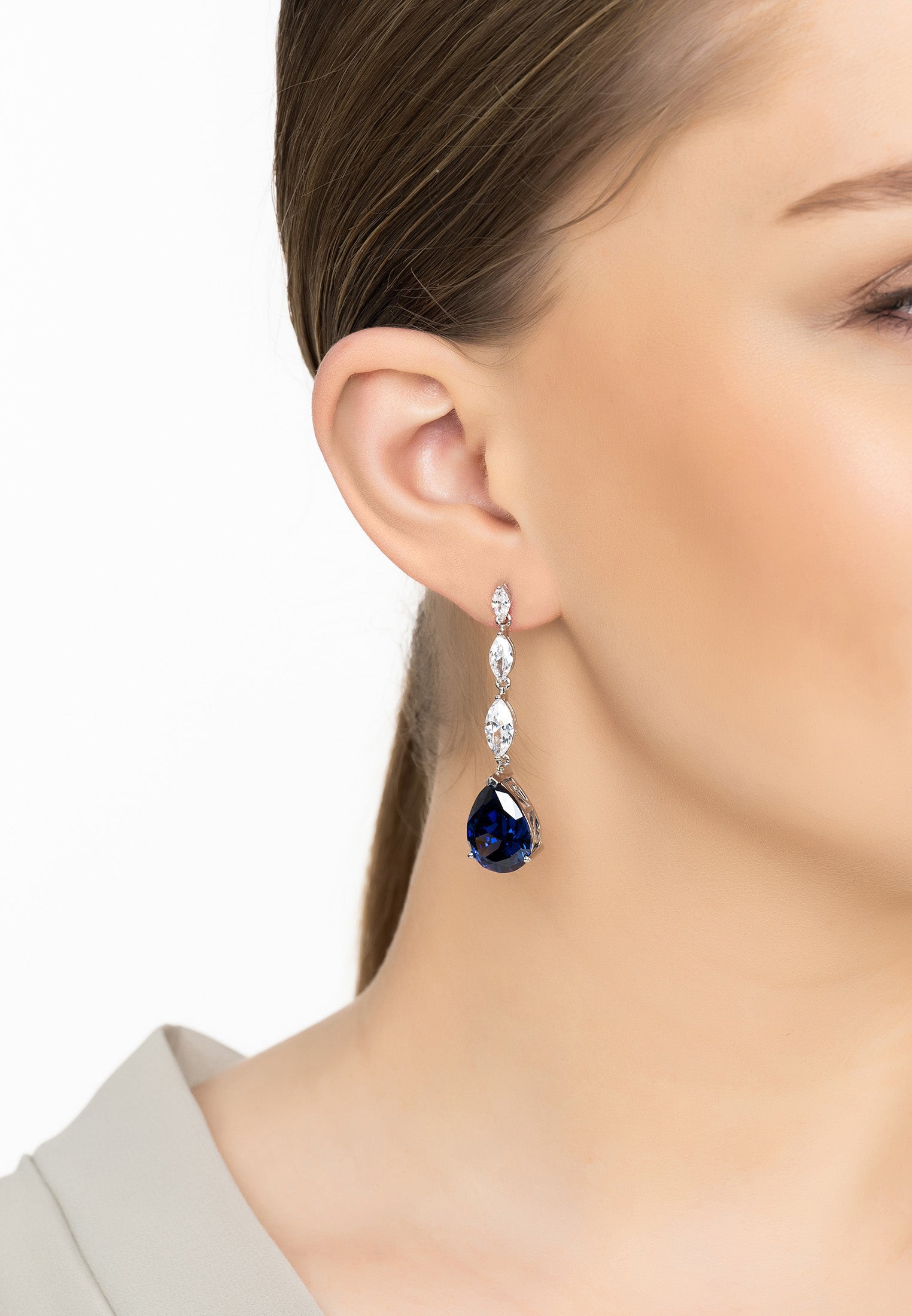 Zara Teardrop Tanzanite Gemstone Earrings Silver