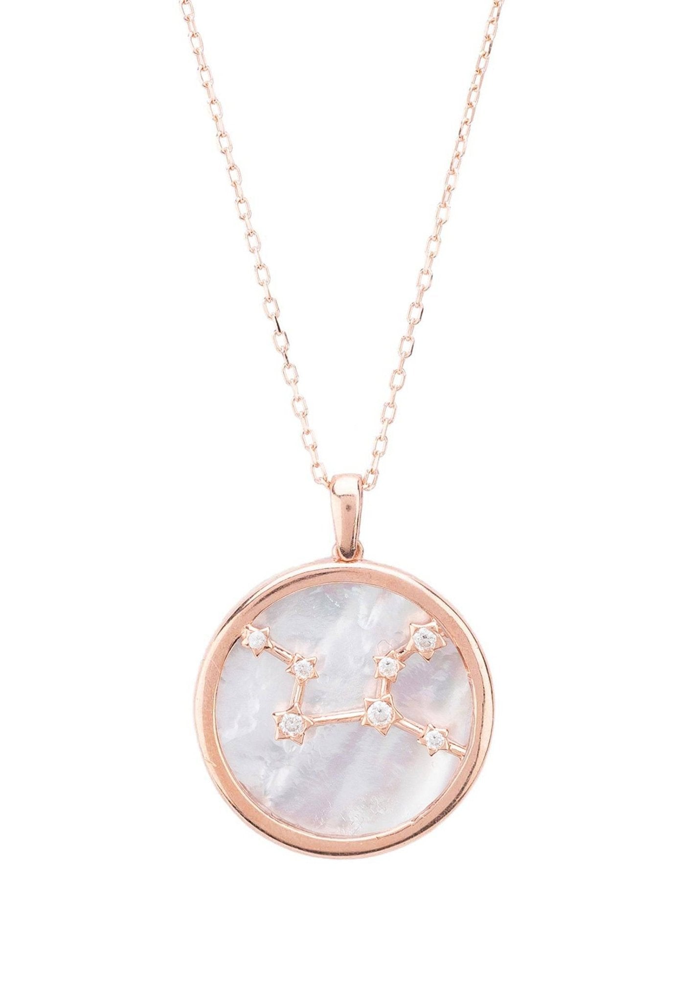 Zodiac Mother of Pearl Gemstone Star Constellation Pendant Necklace Virgo