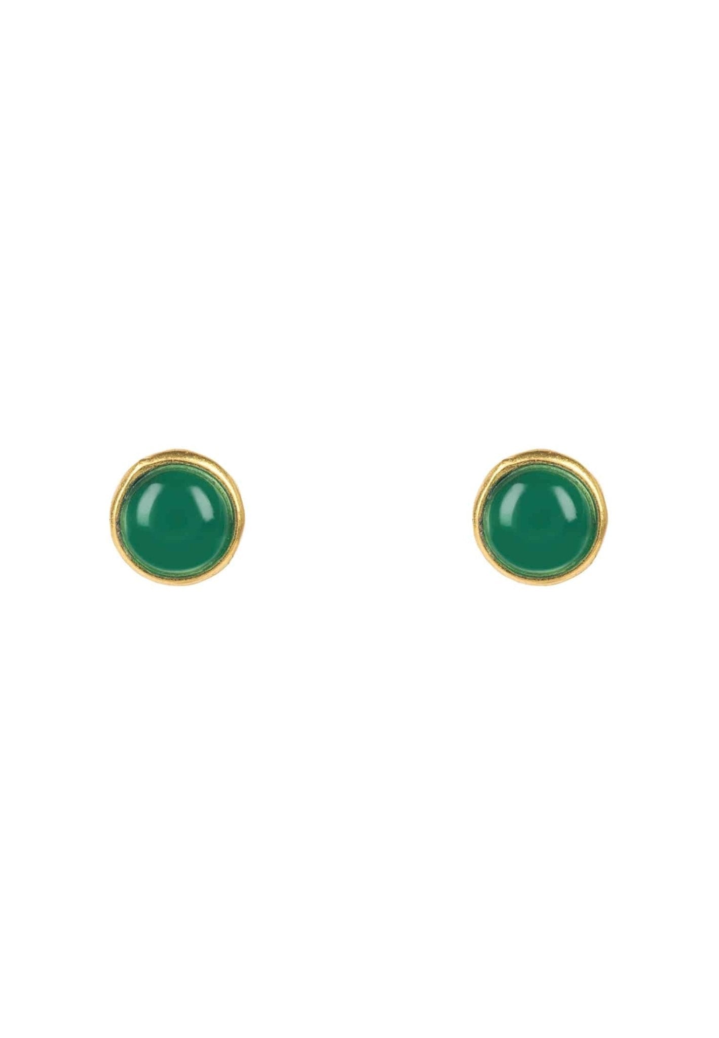 Petite Gemstone Earrings Gold Green Onyx