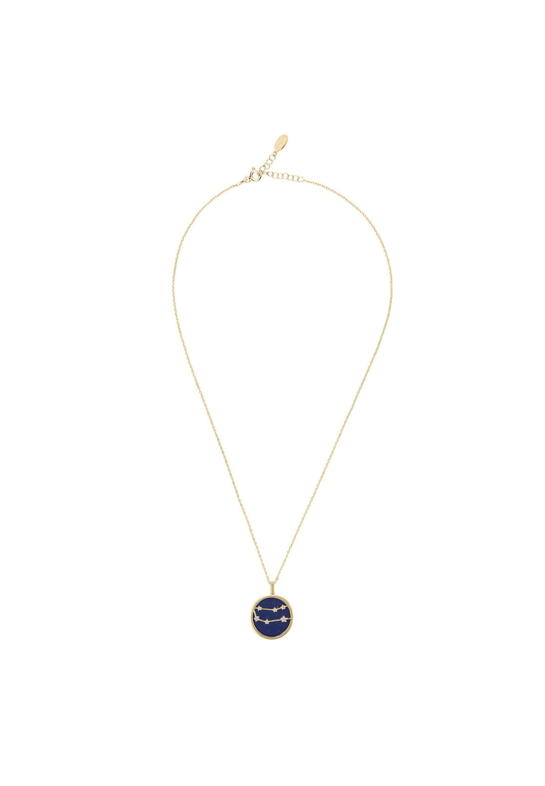 Zodiac Lapis Lazuli Gemstone Star Constellation Pendant Necklace Gold Gemini