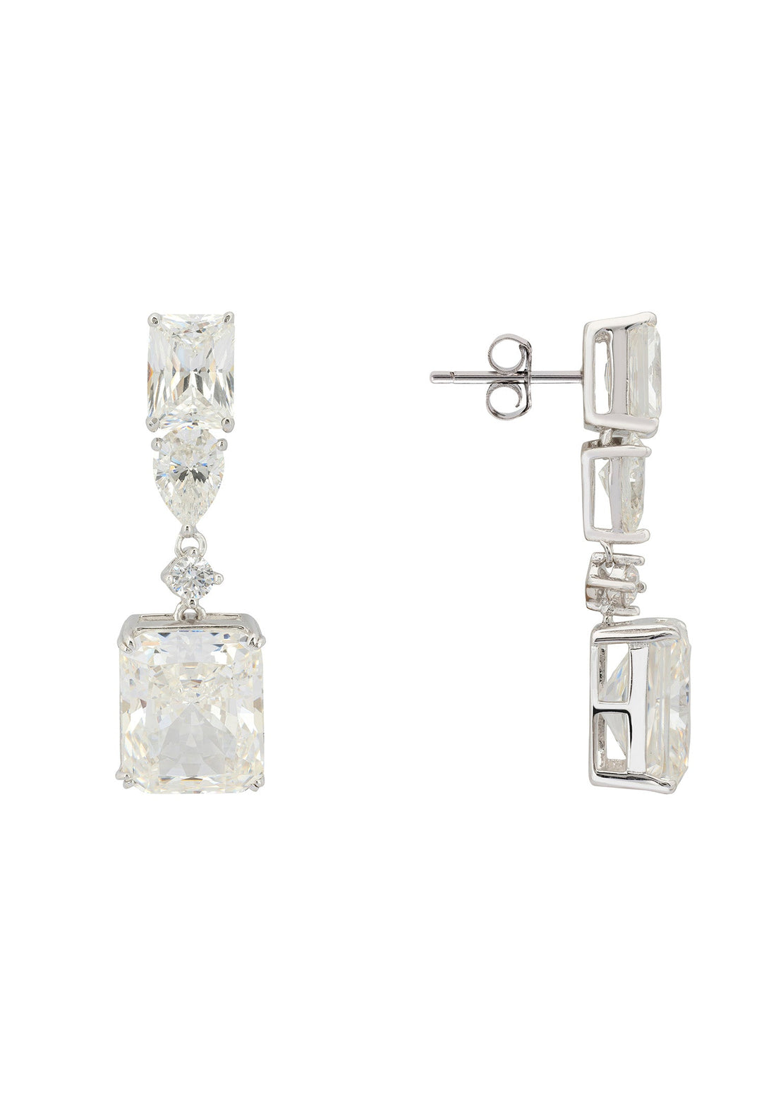 Evelyn Moissanite Drop Earrings Silver