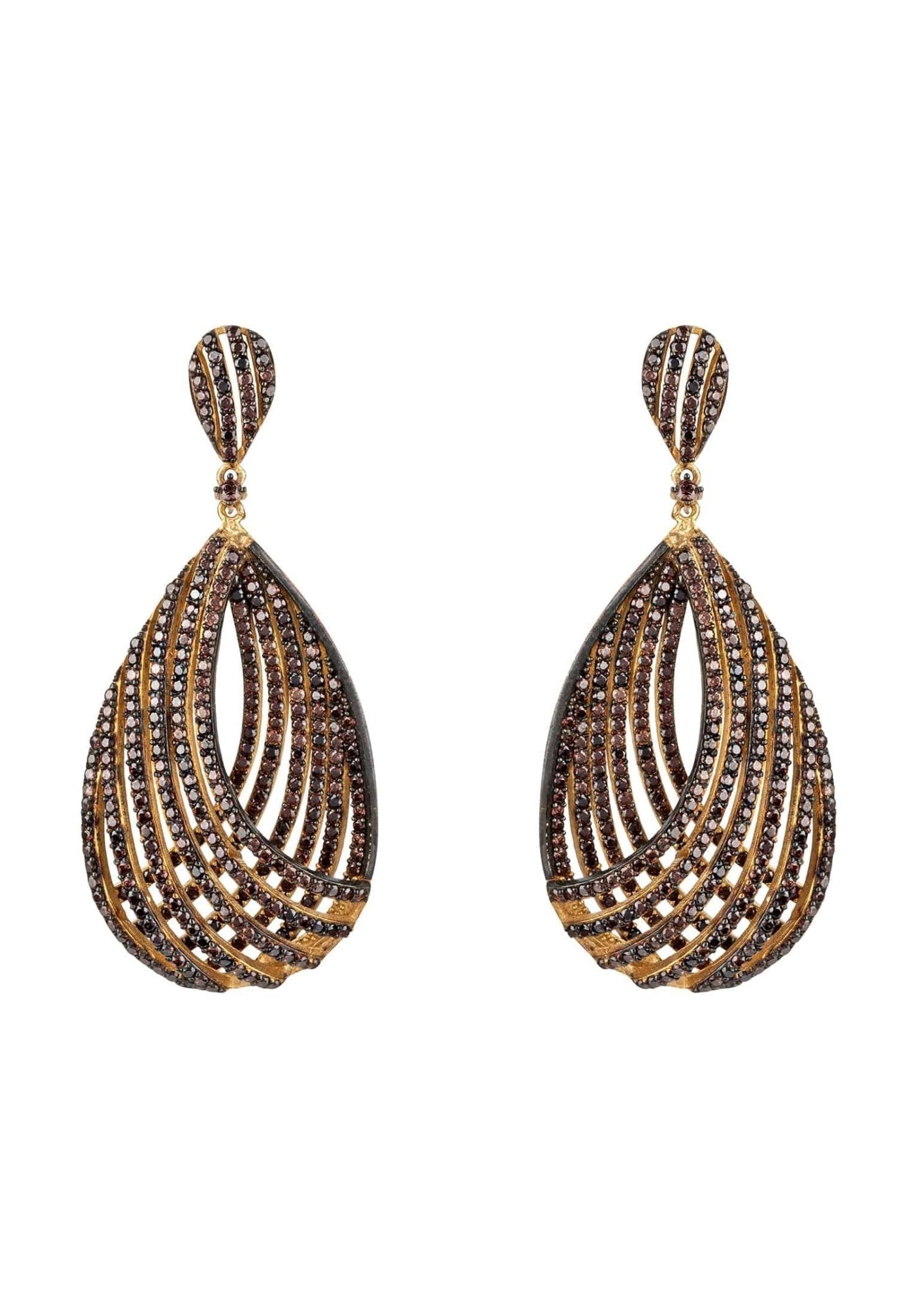 Vortex Teardrop Earring Chocolate Cz