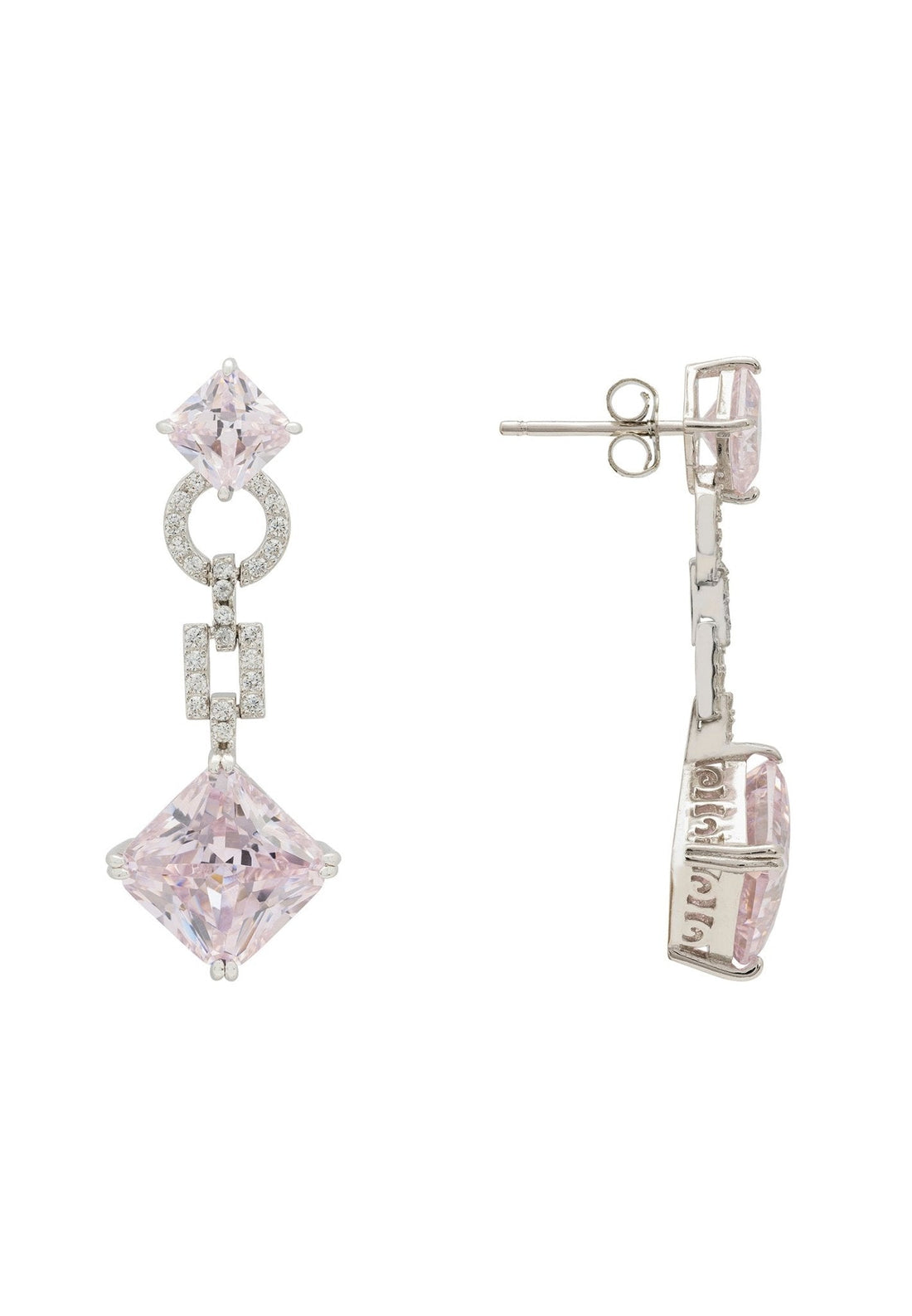 Noor Pink Morganite Drop Earrings Silver