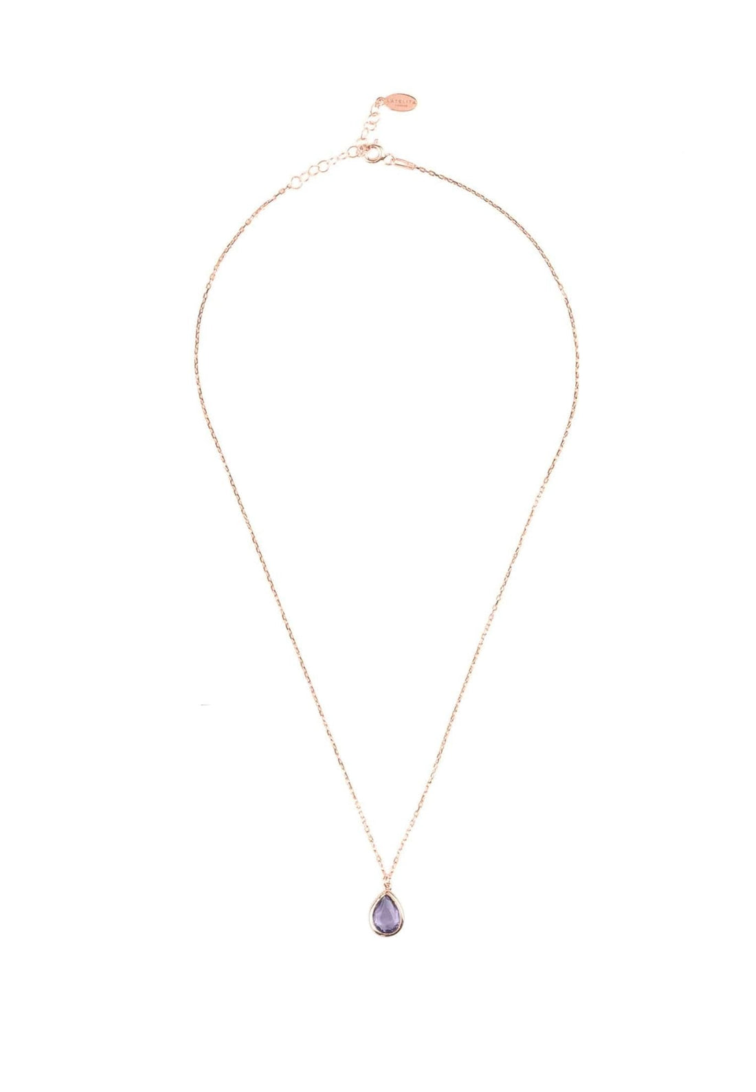 Pisa Mini Teardrop Necklace Rosegold Amethyst