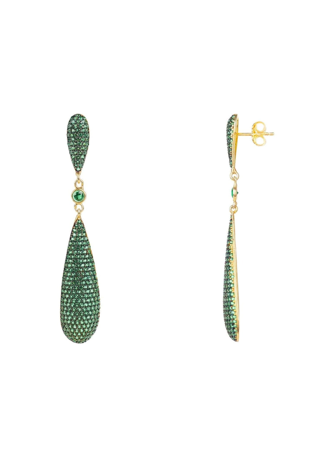 Latelita Long Drop Earrings Emerald Green Cz