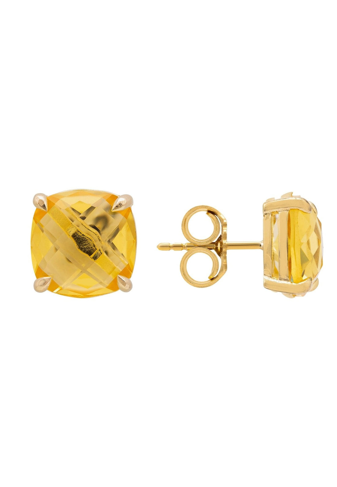 Empress Gemstone Stud Earrings Gold Citrine