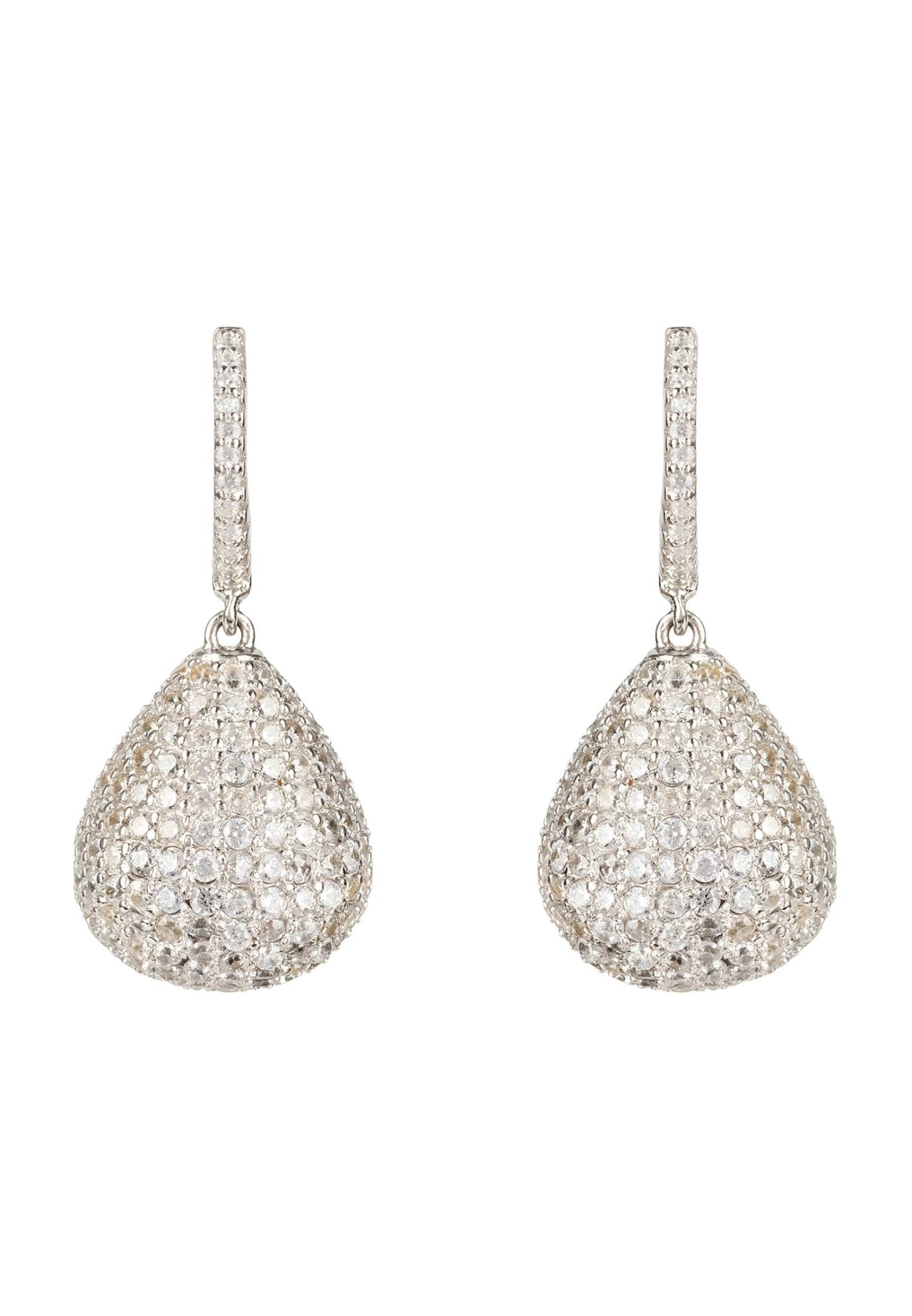 Valerie Pear Drop Gemstone Earrings Silver White Cz