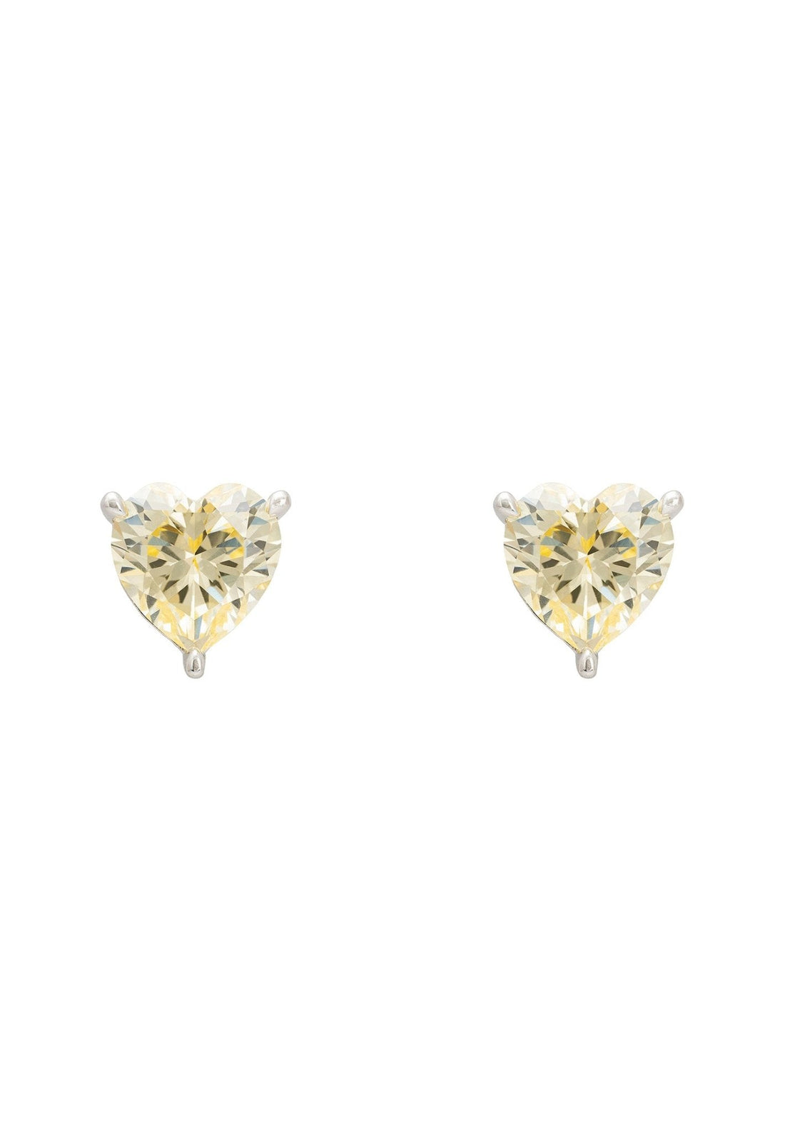 Amore Heart Stud Earrings Lemon Topaz Silver