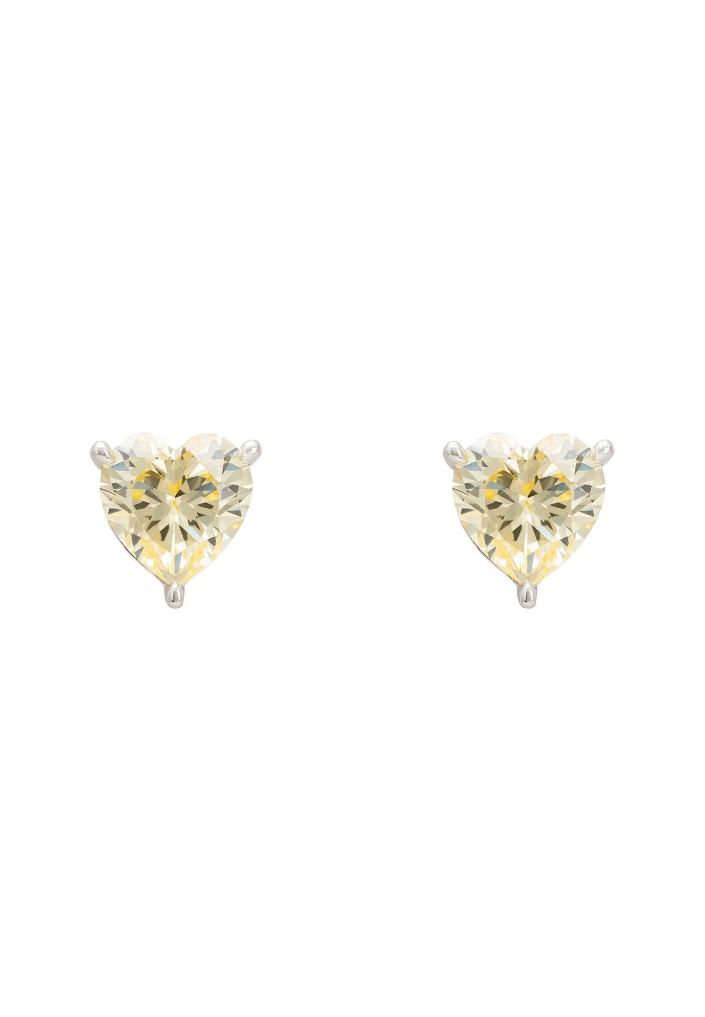 Amore Heart Stud Earrings Lemon Topaz Silver