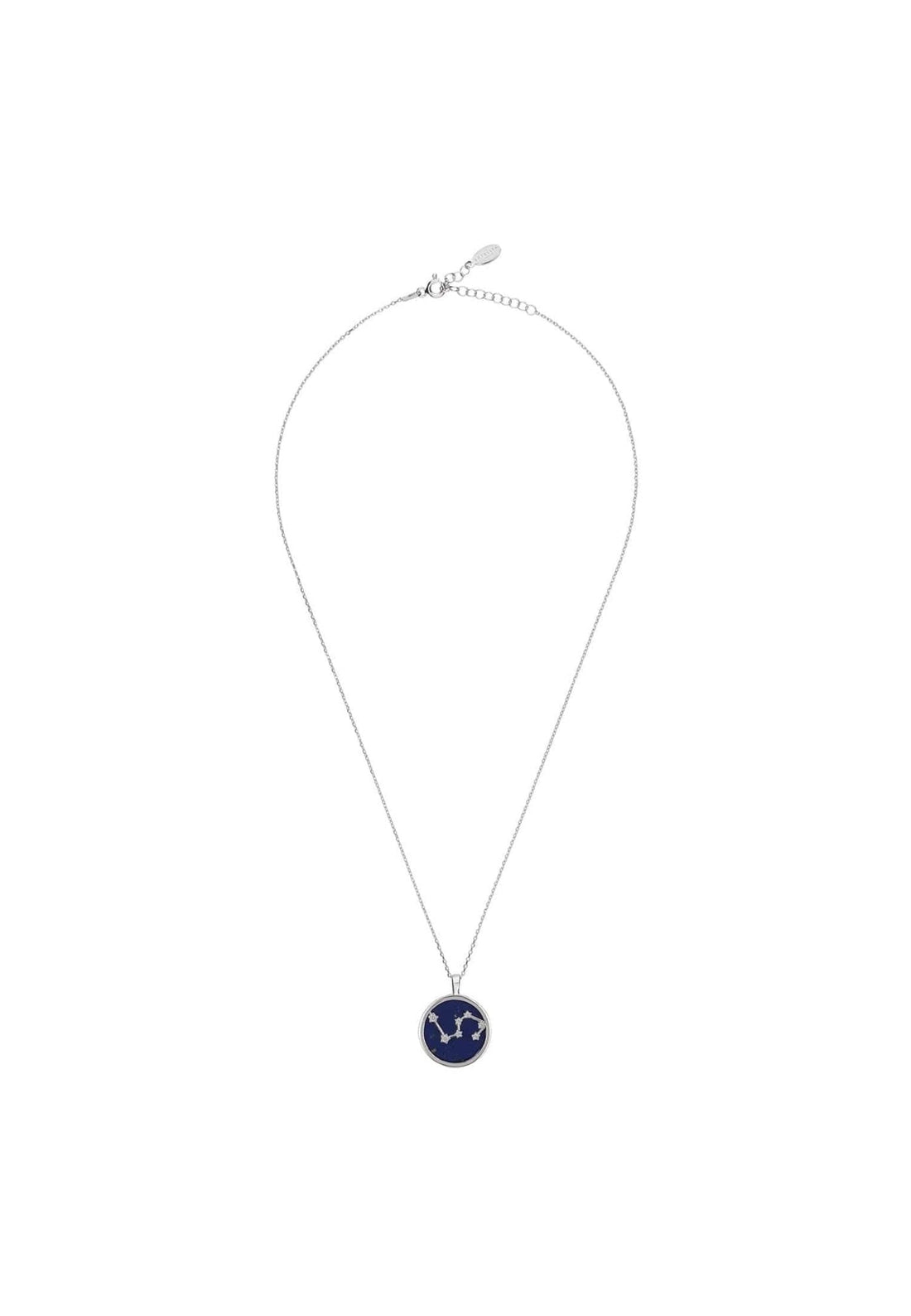 Zodiac Lapis Lazuli Gemstone Star Constellation Pendant Necklace Silver Leo