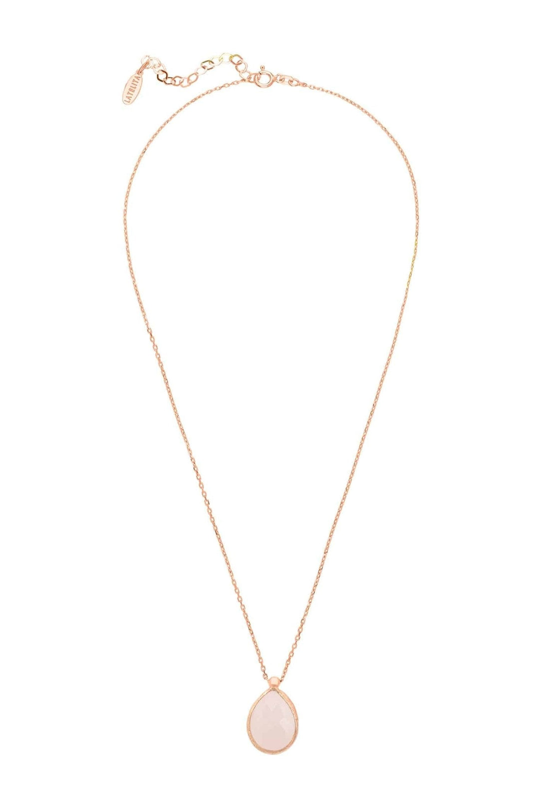 Petite Drop Necklace Rosegold Rose Quartz