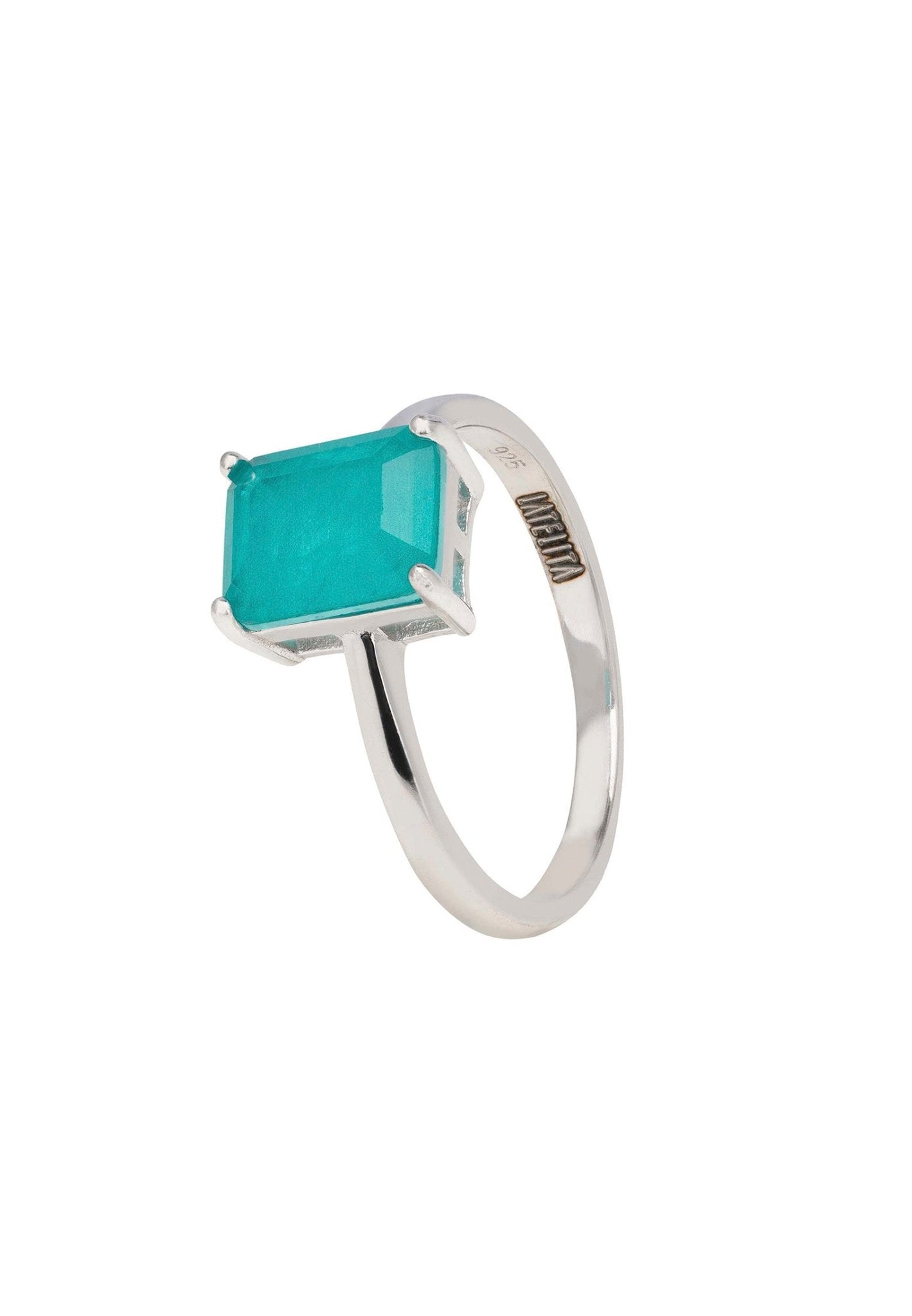 Middleton Rectangle Paraiba Tourmaline Cocktail Ring Silver